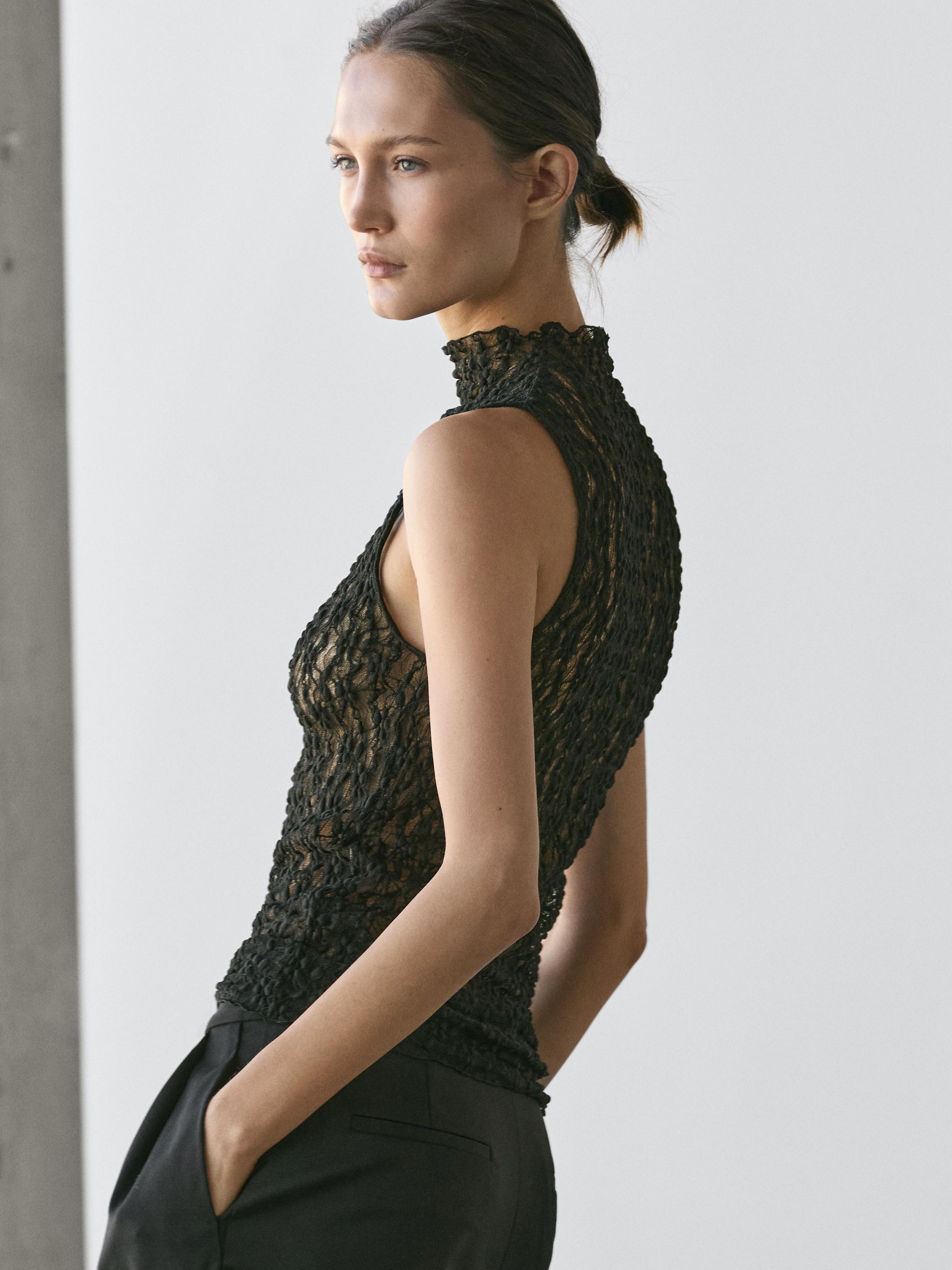 Spitzentop mit Transparenz