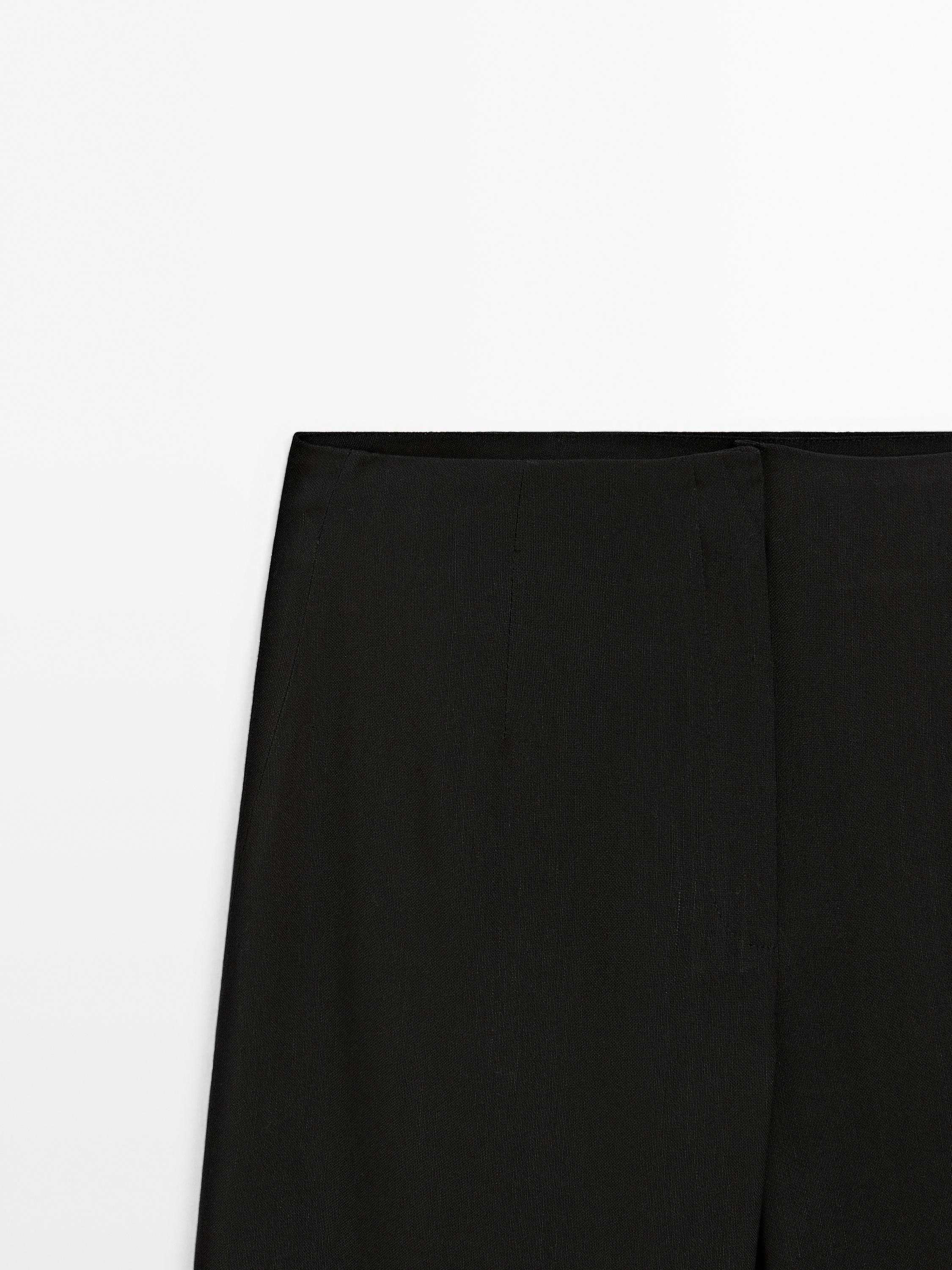 Balloon fit linen blend trousers