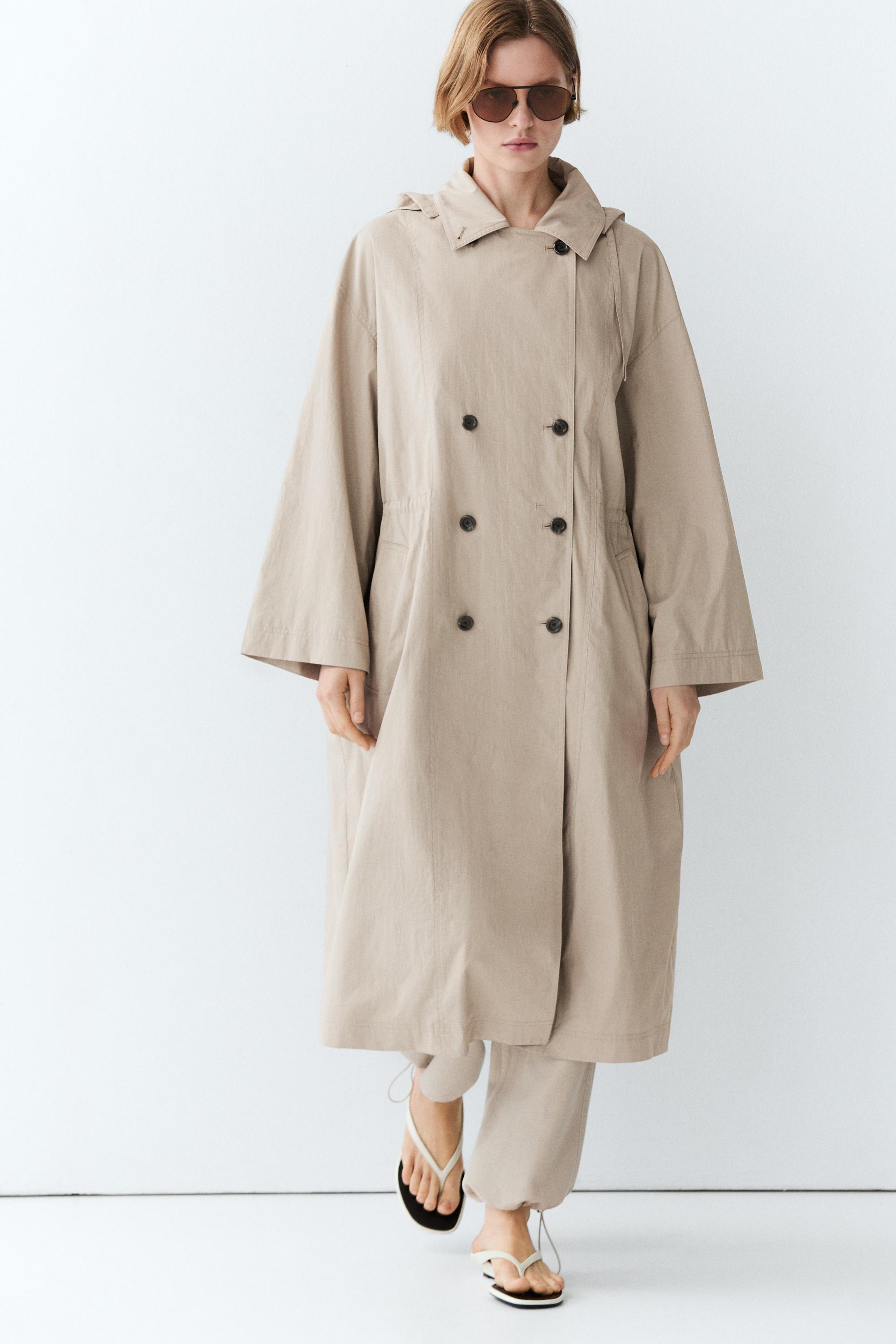 Cotton blend technical trench coat — Pearl grey