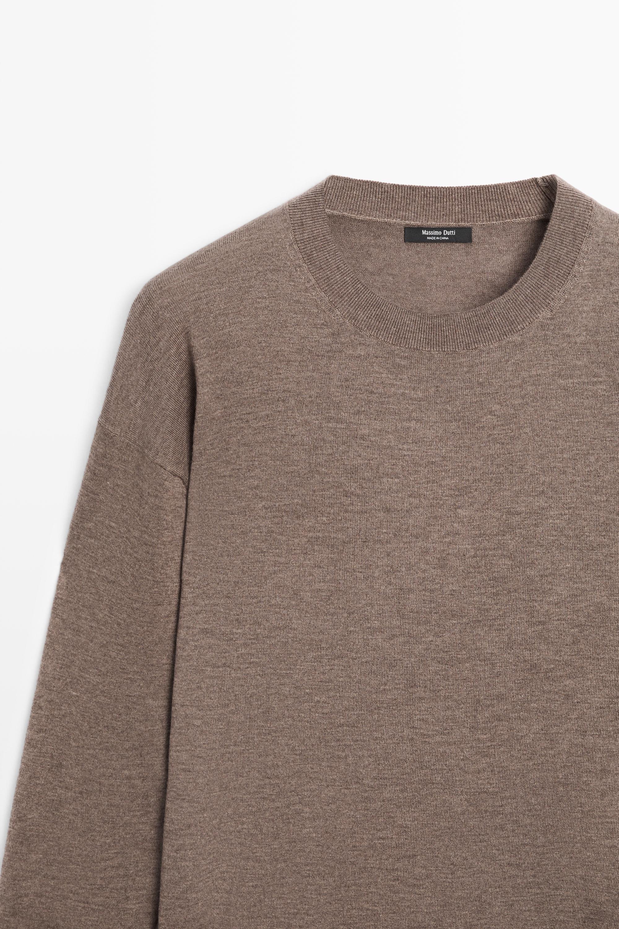 Fine knit round neck sweater — MOLE BROWN
