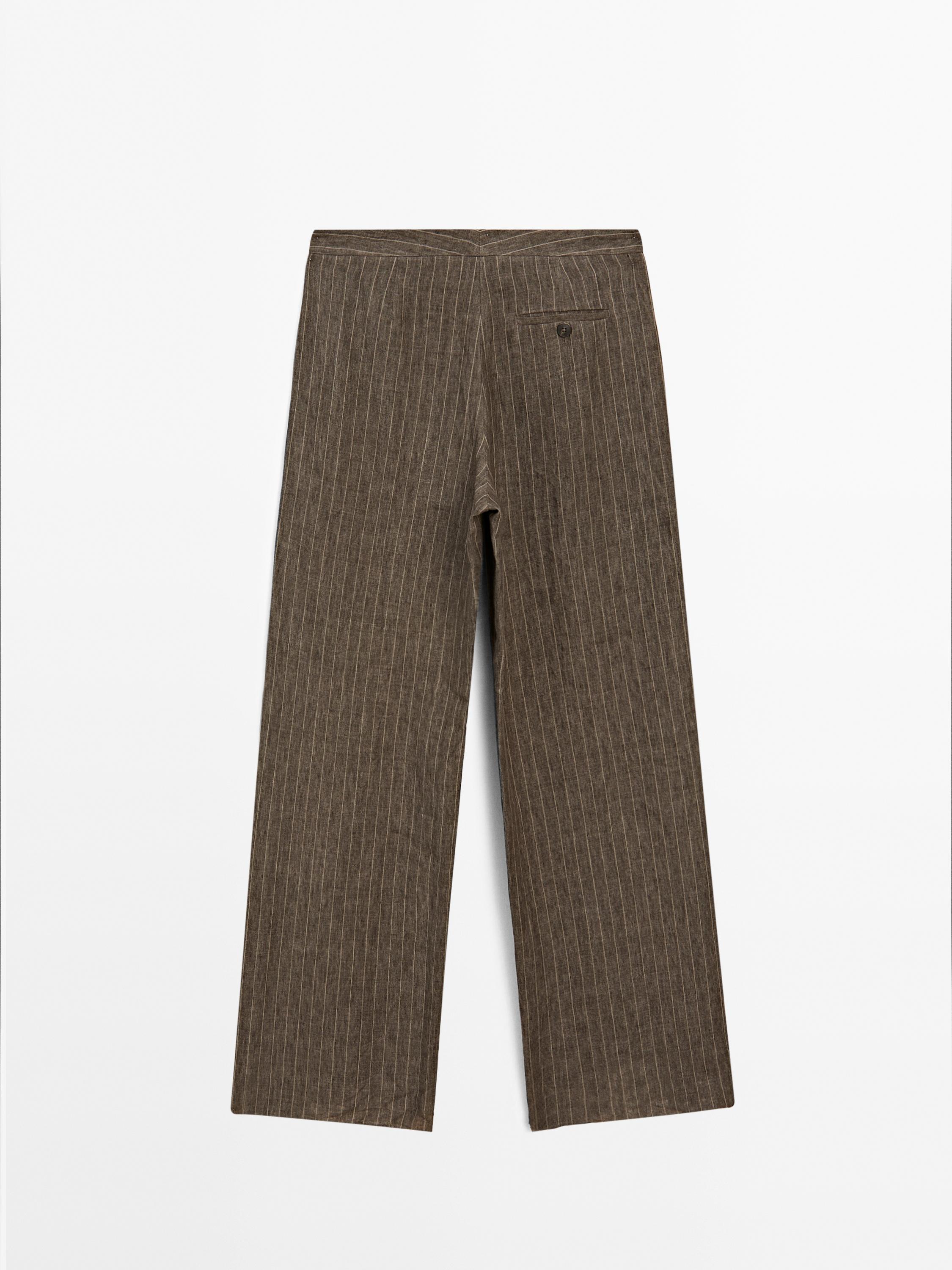 Gestreifte Anzughose aus 100 % Leinen
