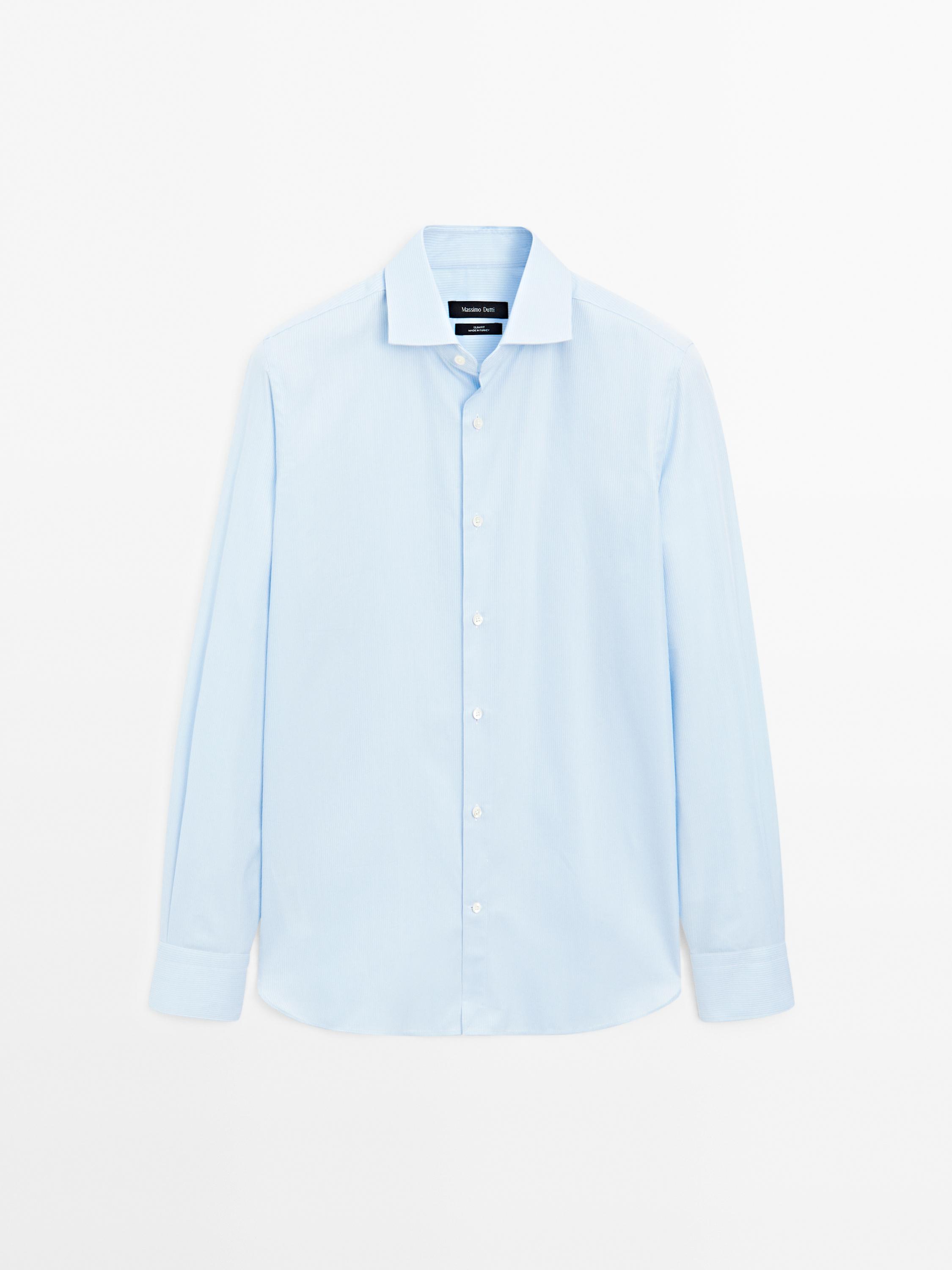 Slim fit striped shirt — SKY BLUE