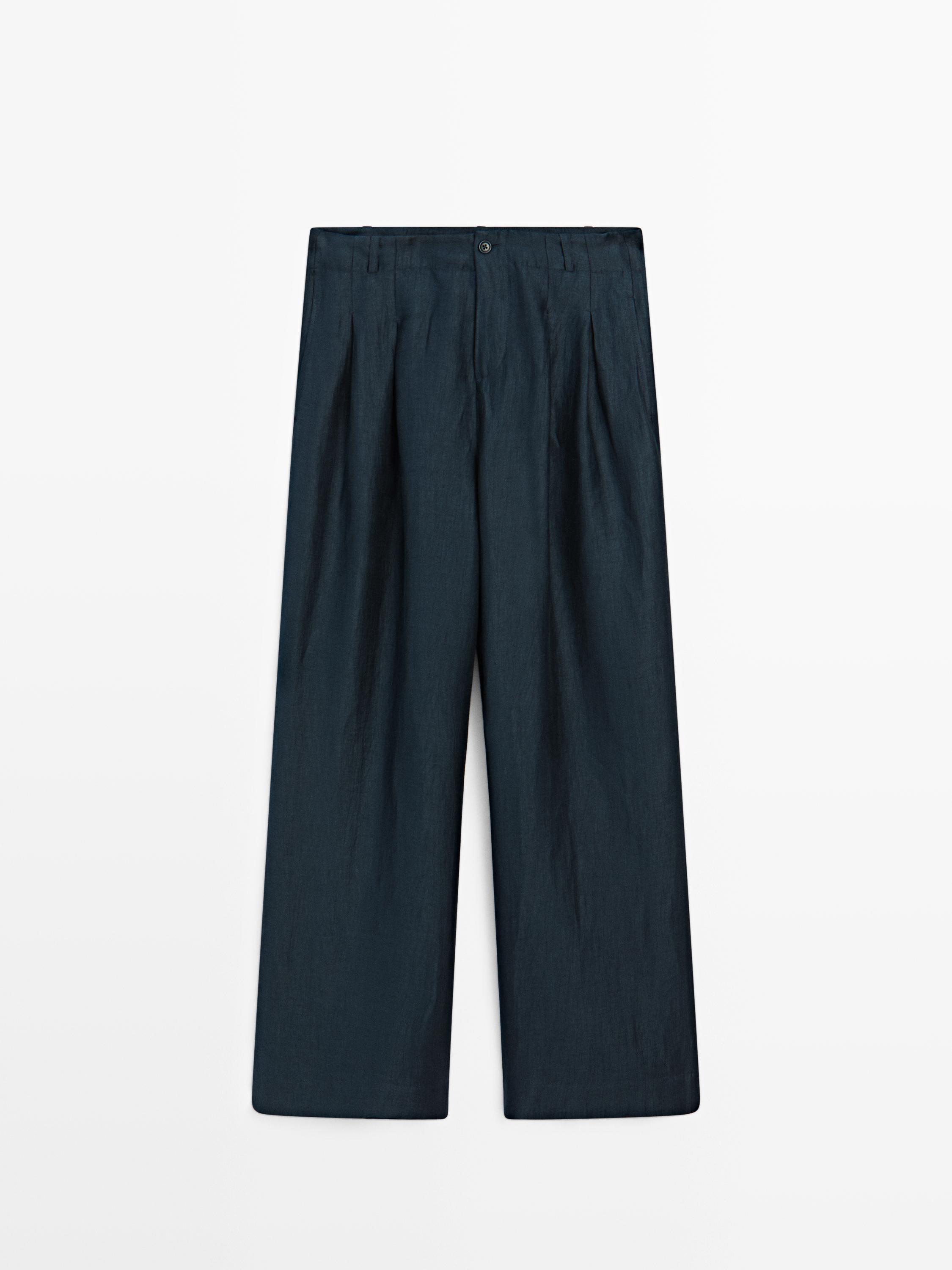 Pantalón holgado mezcla lino