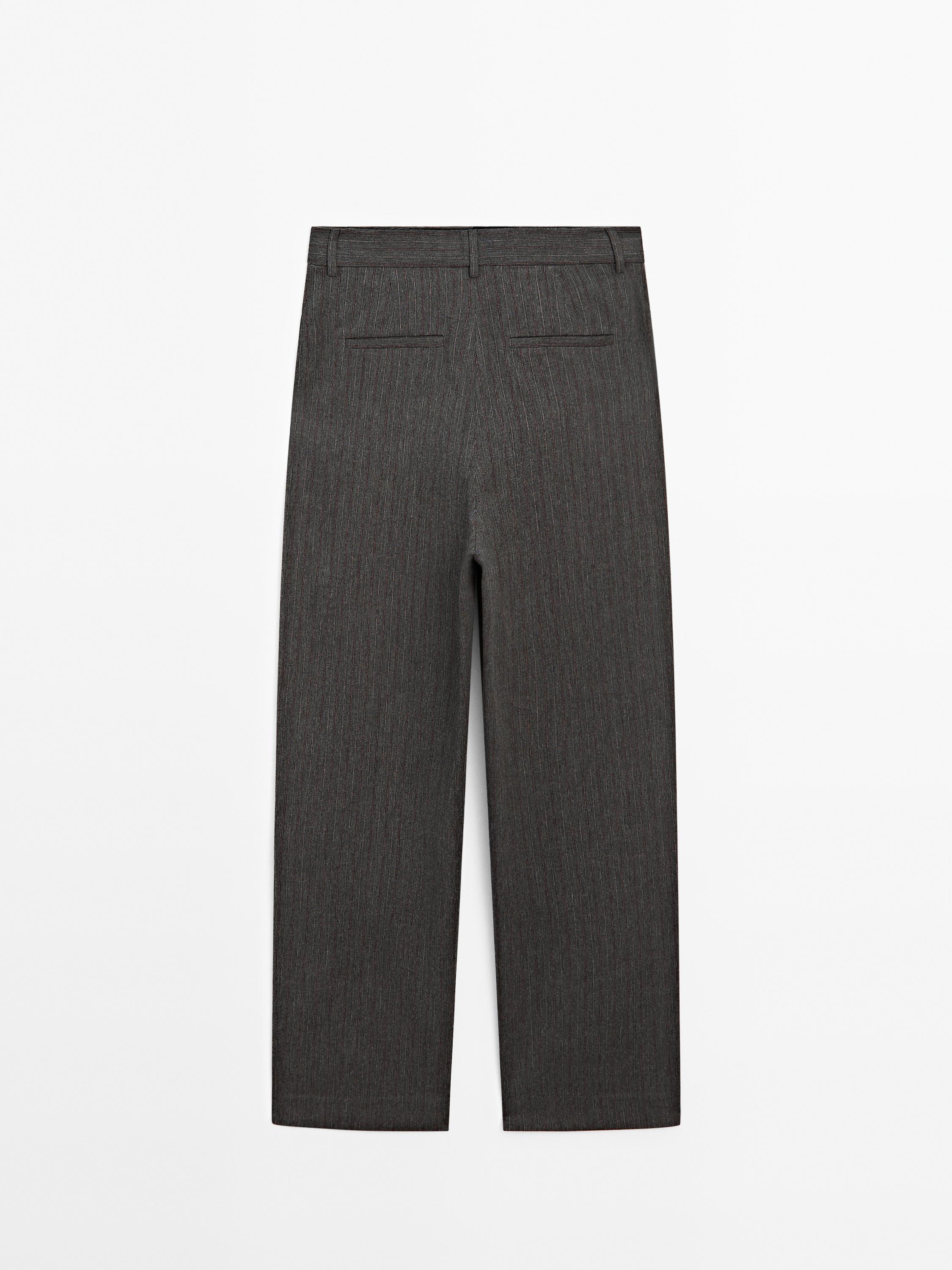 Striped straight-leg trousers