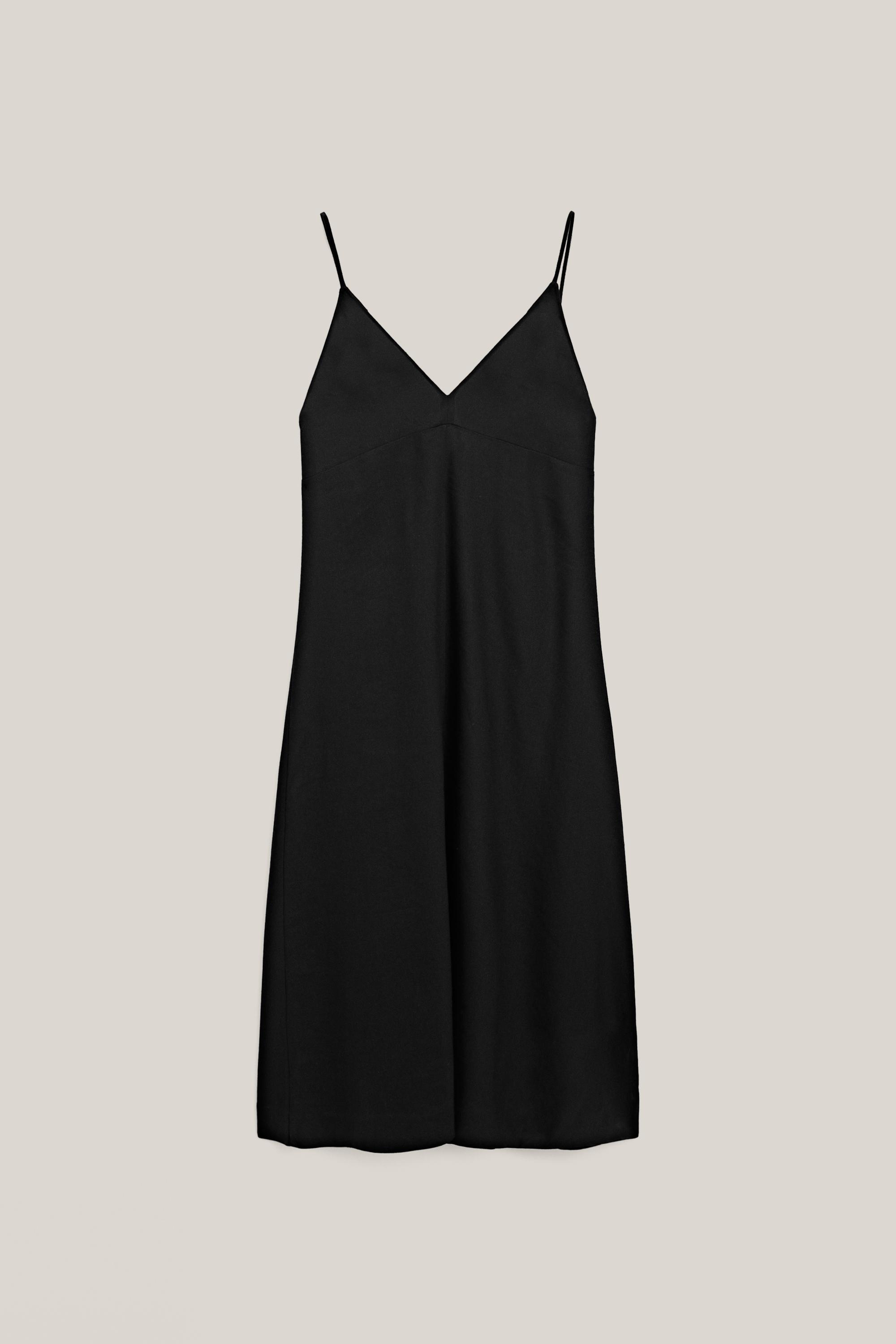 Flowing linen blend slip dress - LIMITED EDITION Black Dress | Massimo Dutti Flowing linen blend slip dress - LIMITED EDITION Black Dress | Massimo Dutti