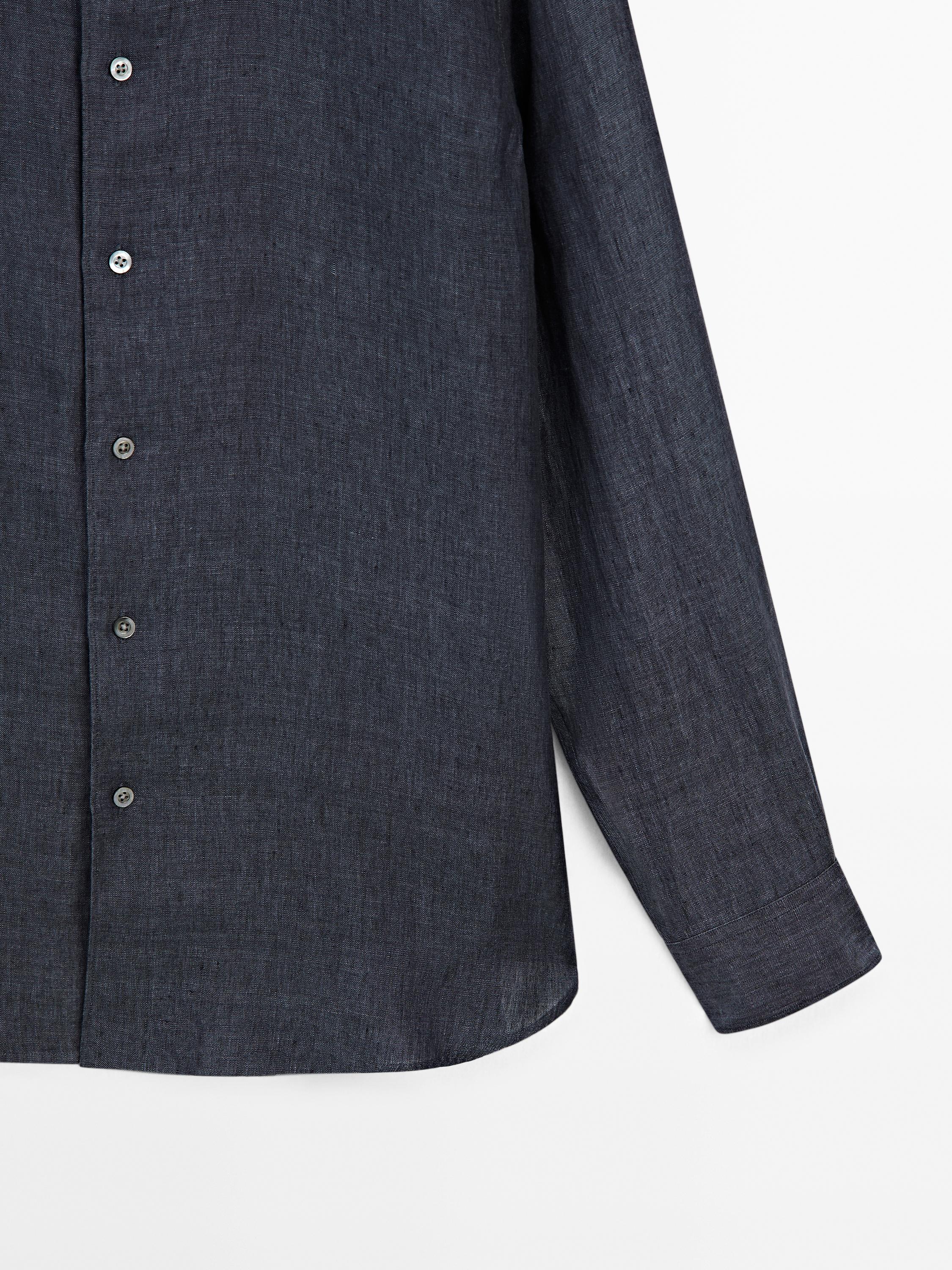 Slim fit faded 100% linen shirt