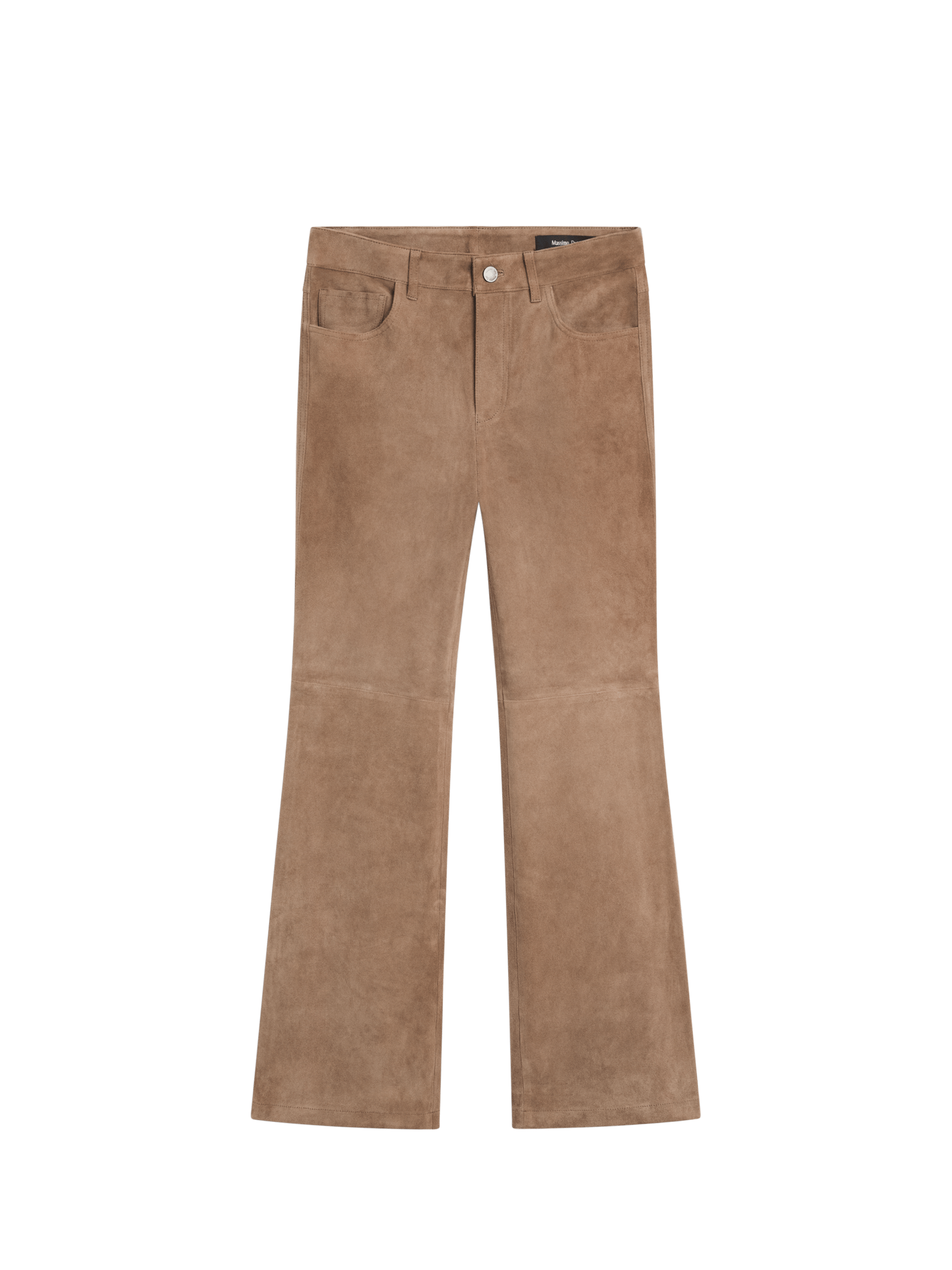 Massimo Dutti Süet deri crop İspanyol paça tayt görsel 4