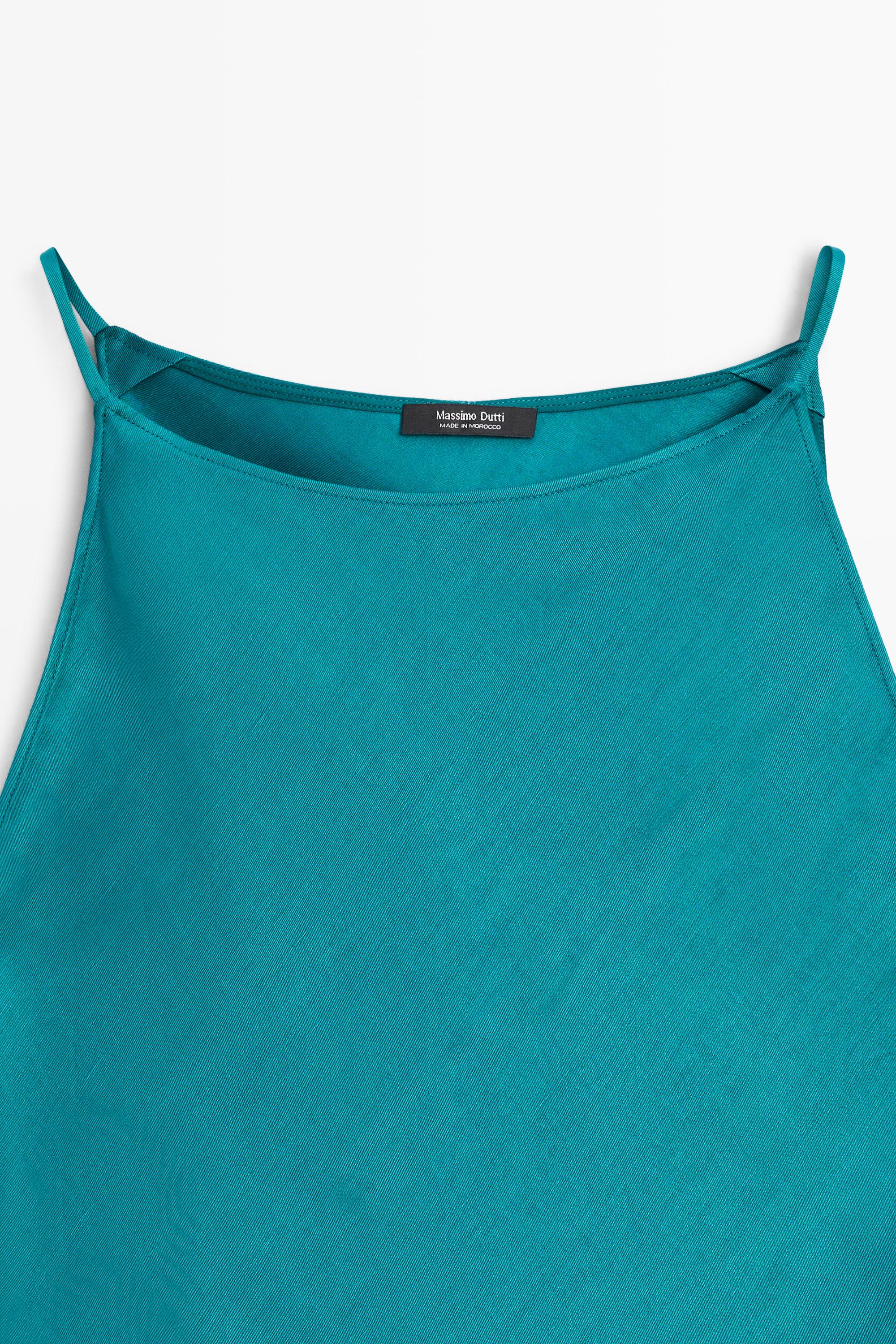 Flowing satin midi dress — BLUE