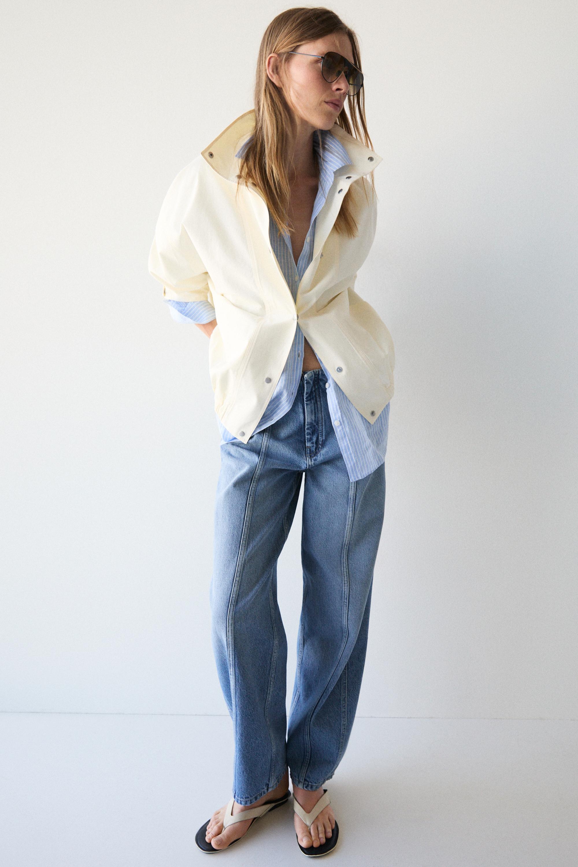 Barrel fit jeans with seam details — Light Blue