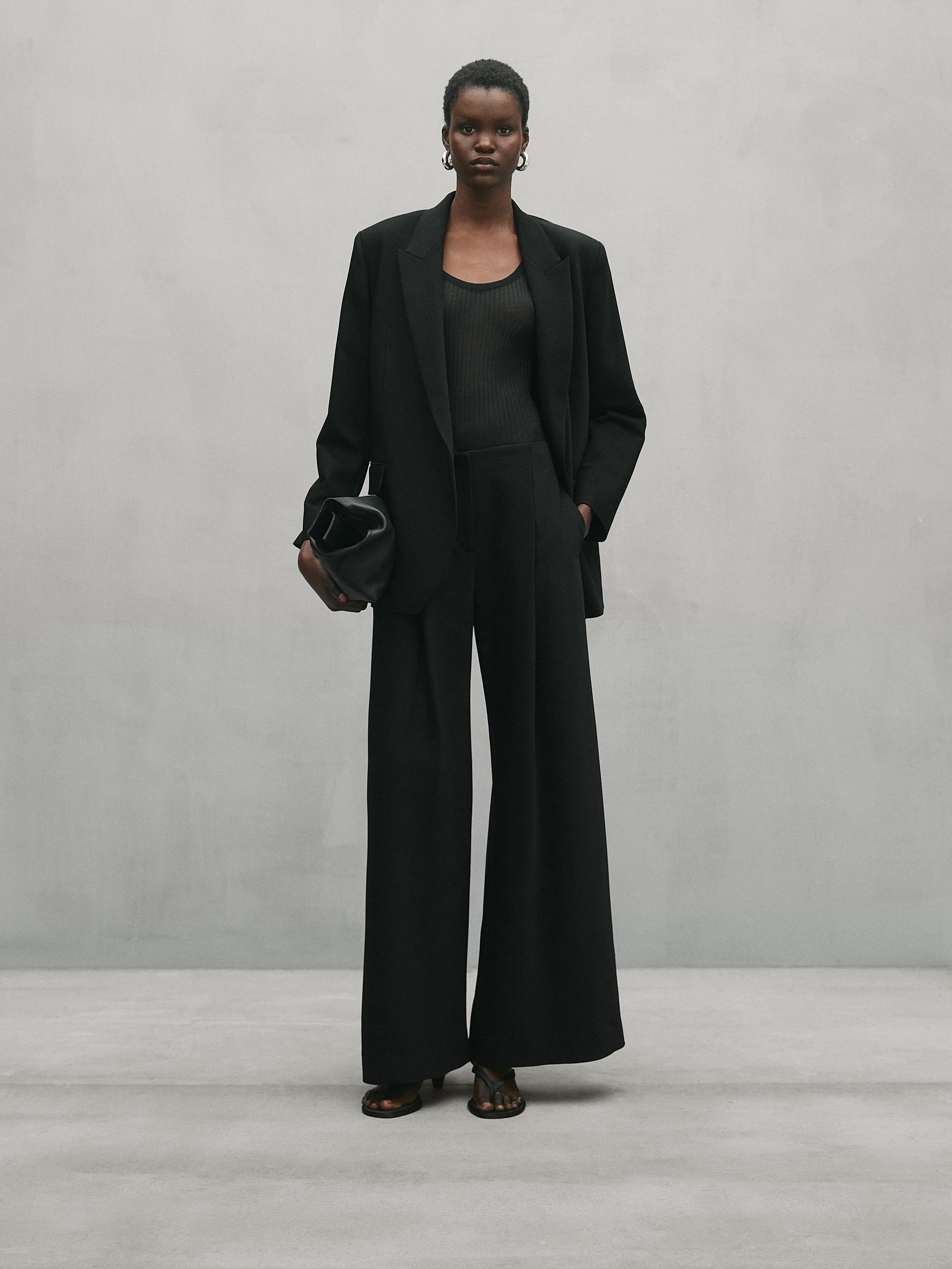 Jupe culotte longue studio noir habill massimo dutti