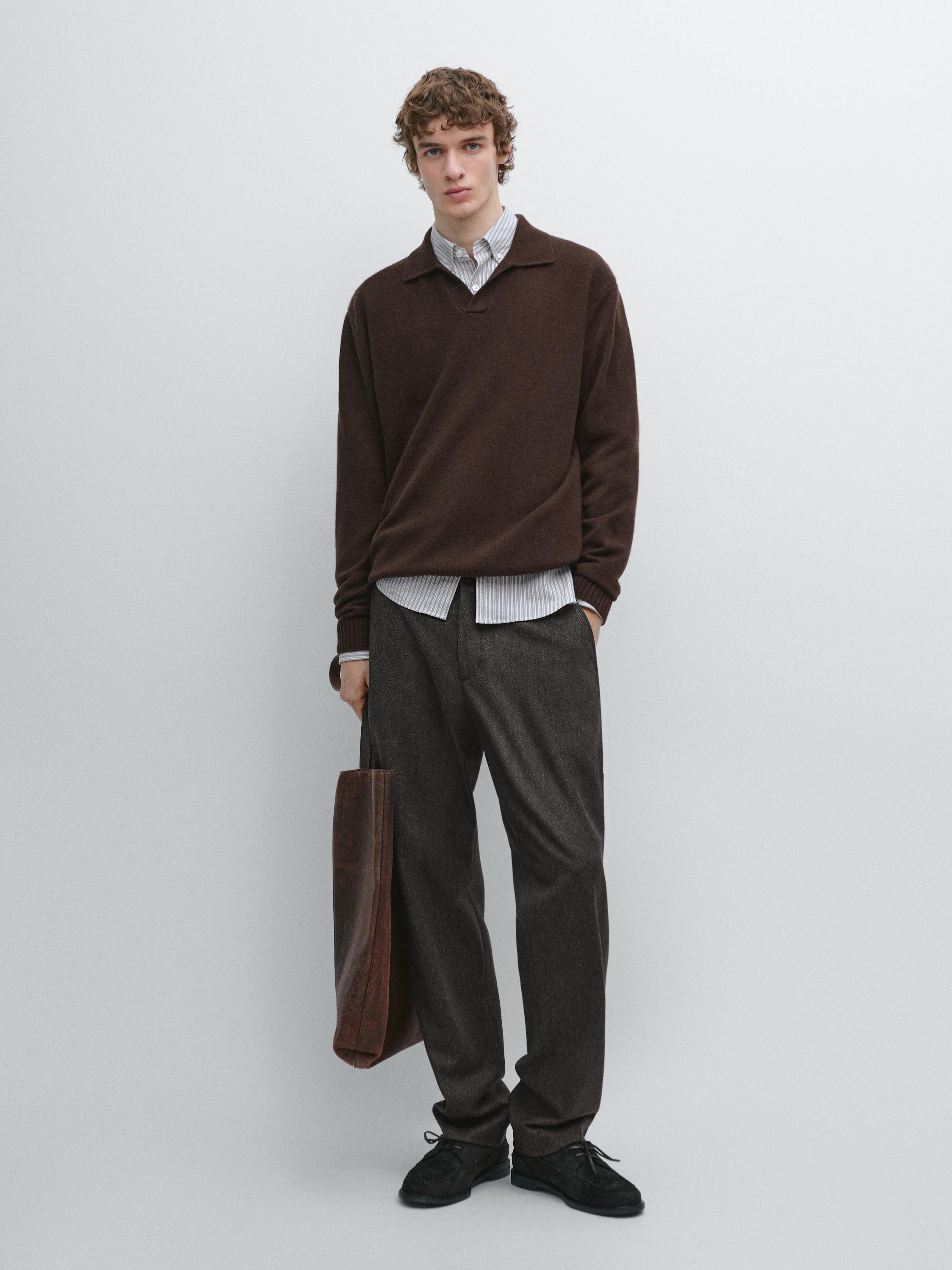 Twill Wool Blend Trousers - Grey - 38 - Massimo Dutti - Men Twill Wool Blend Trousers - Grey - 38 - Massimo Dutti - Men
