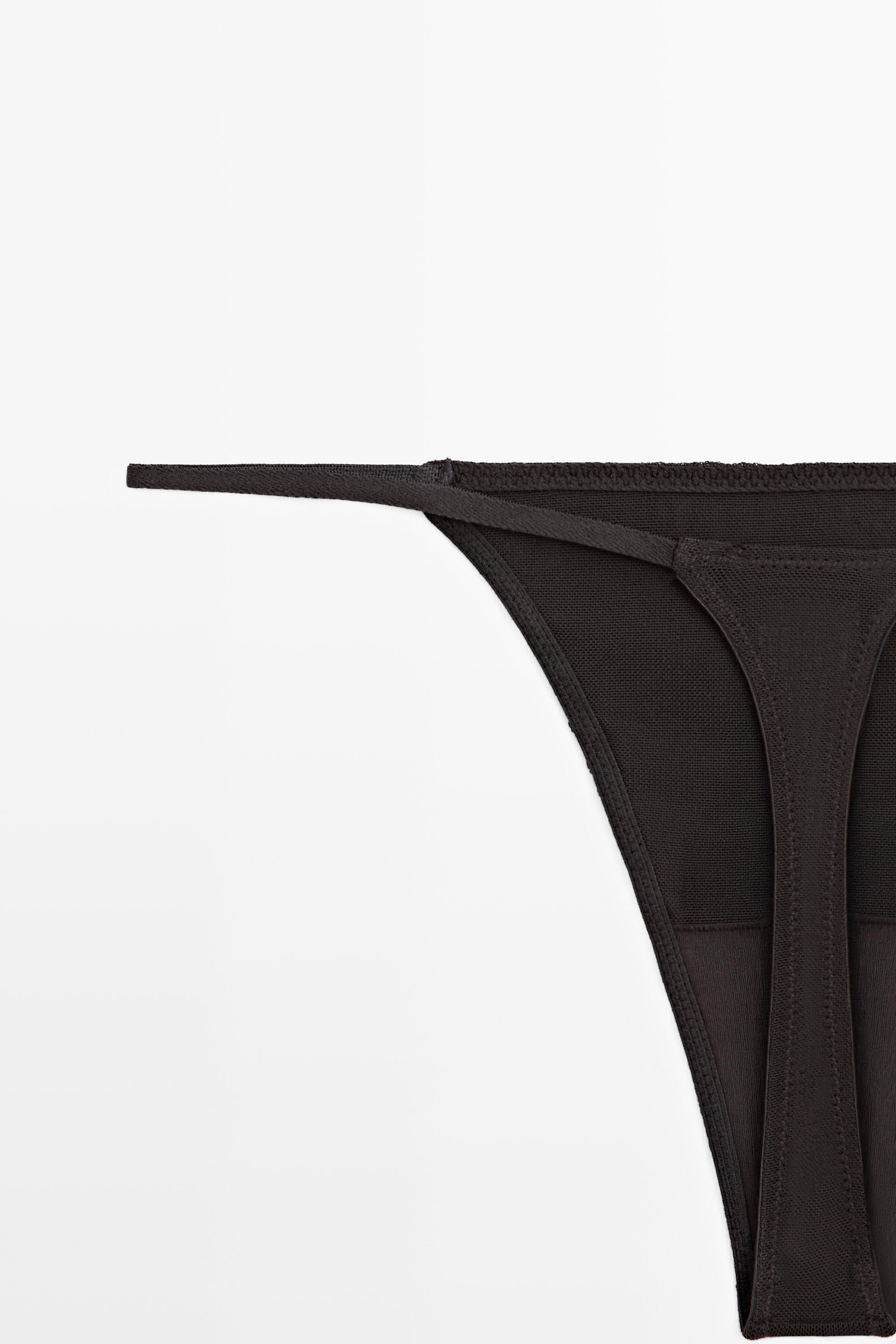 Thong with embroidered detail — CHARCOAL