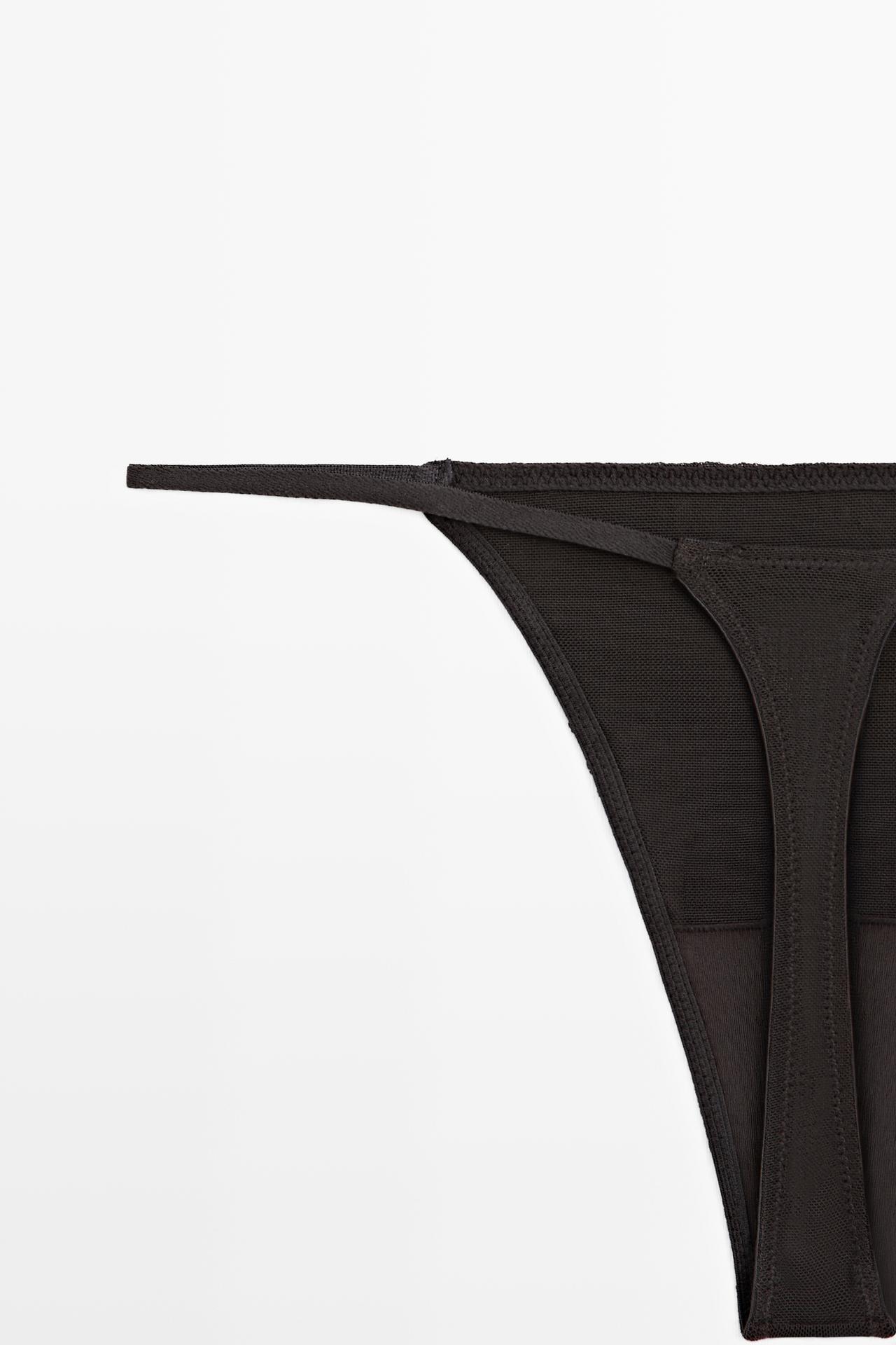 Thong with embroidered detail — CHARCOAL