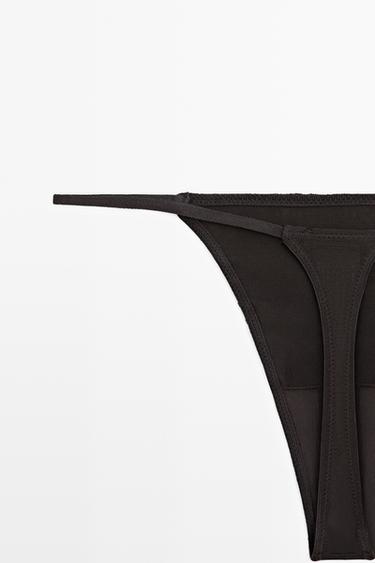Thong with embroidered detail — CHARCOAL 9