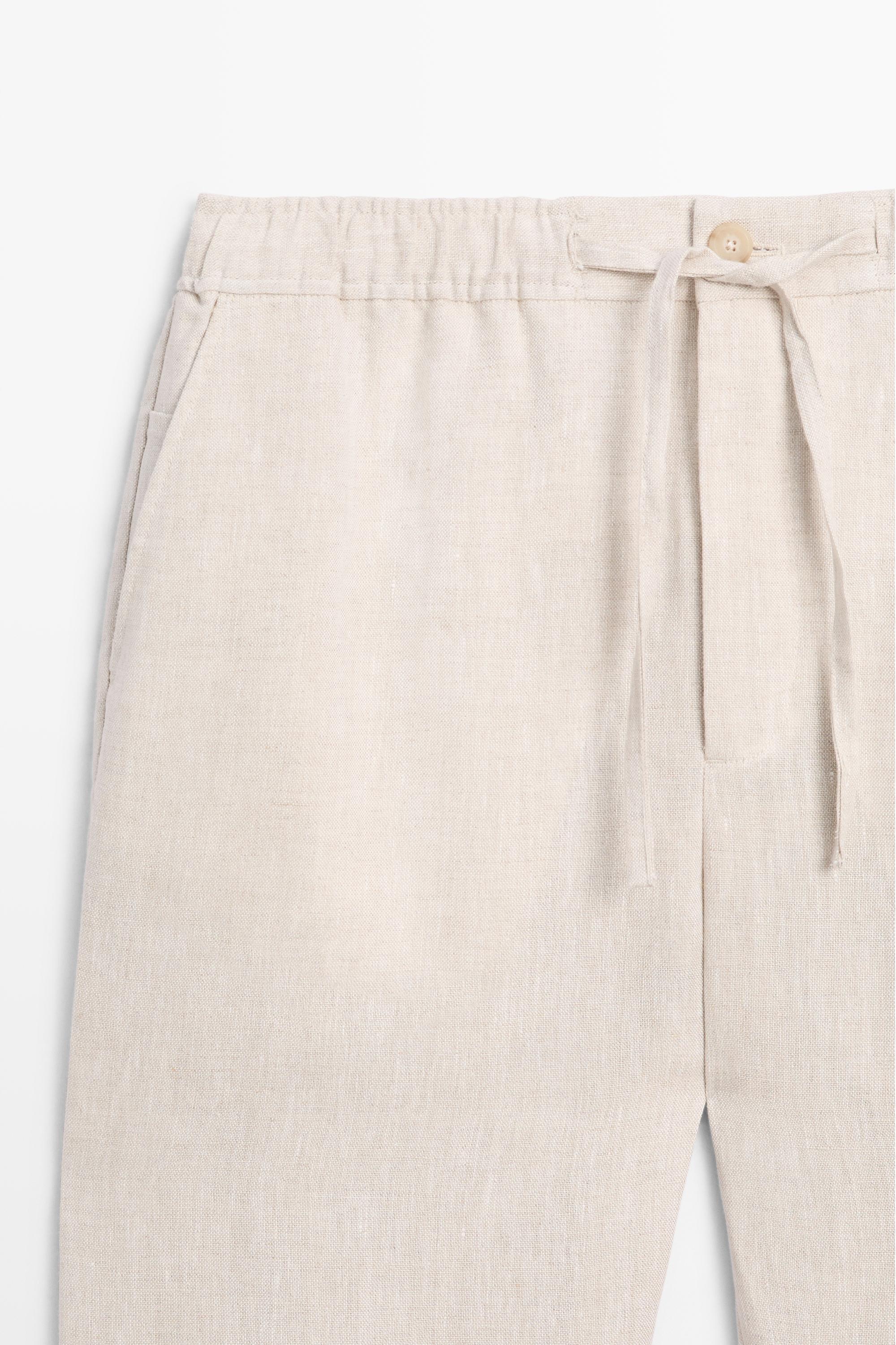 100% linen jogger fit pants — CREAM