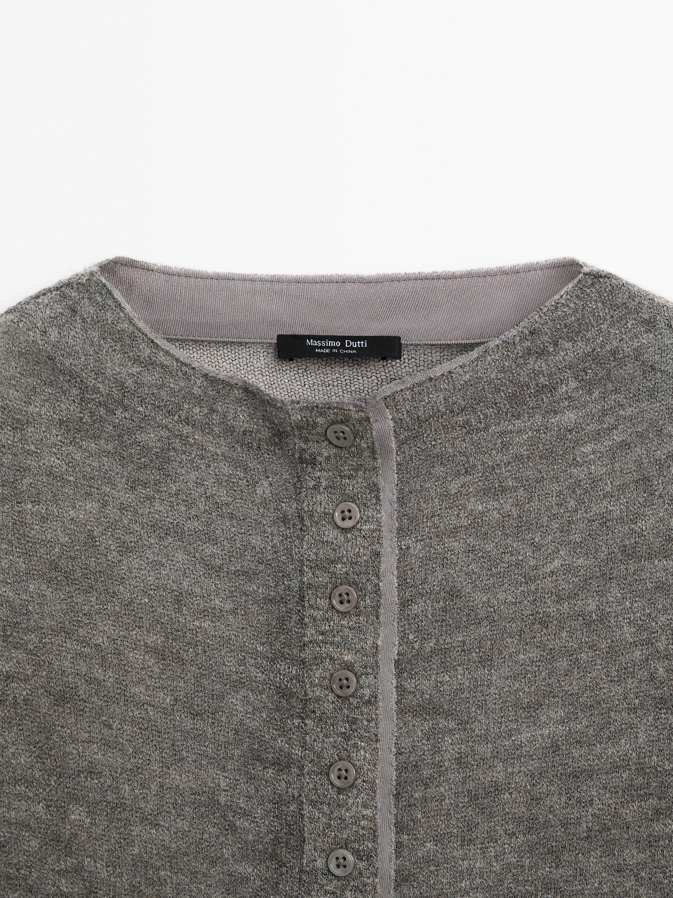 Short wool blend matching cardigan