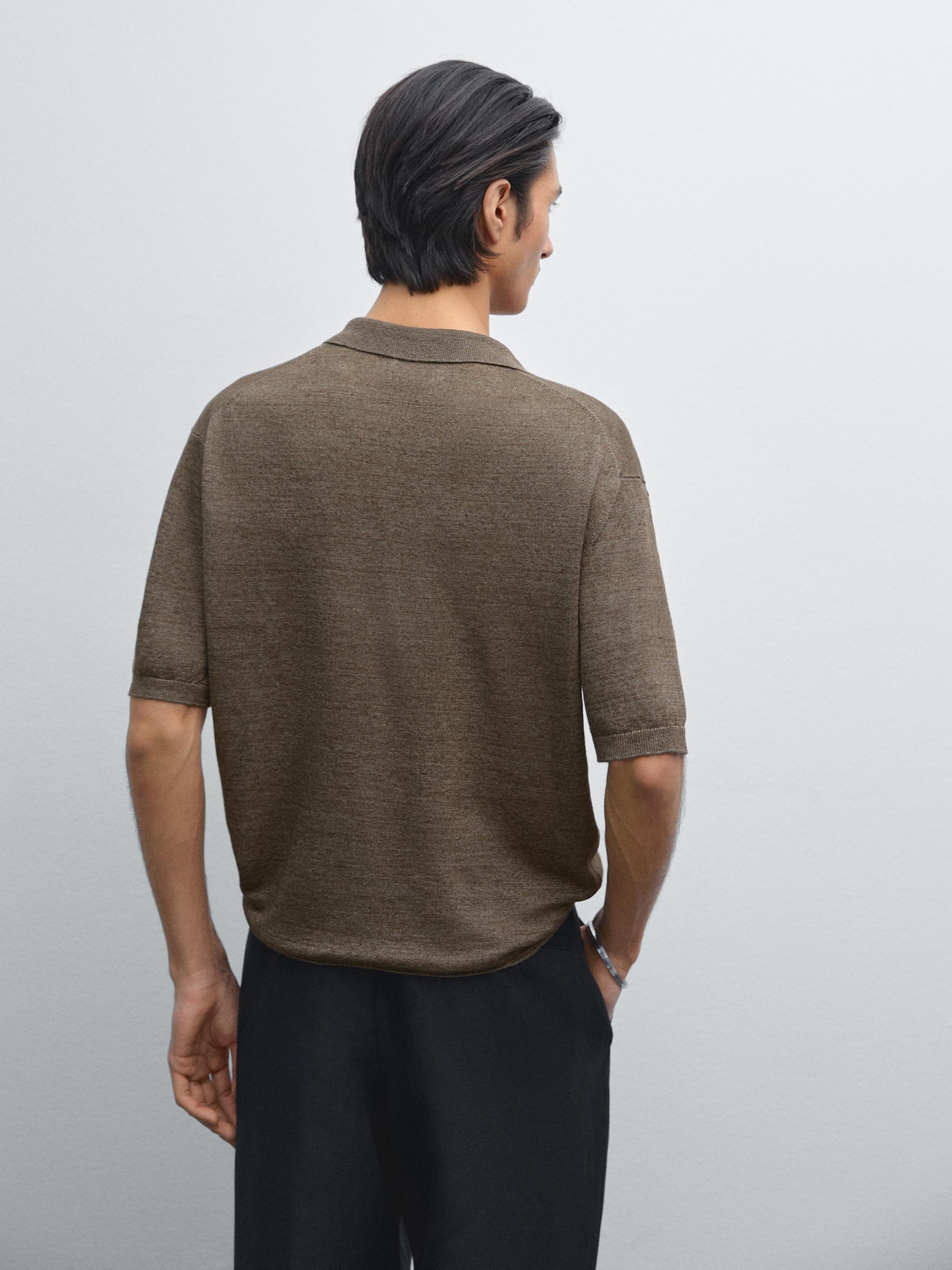 Linen knit polo shirt