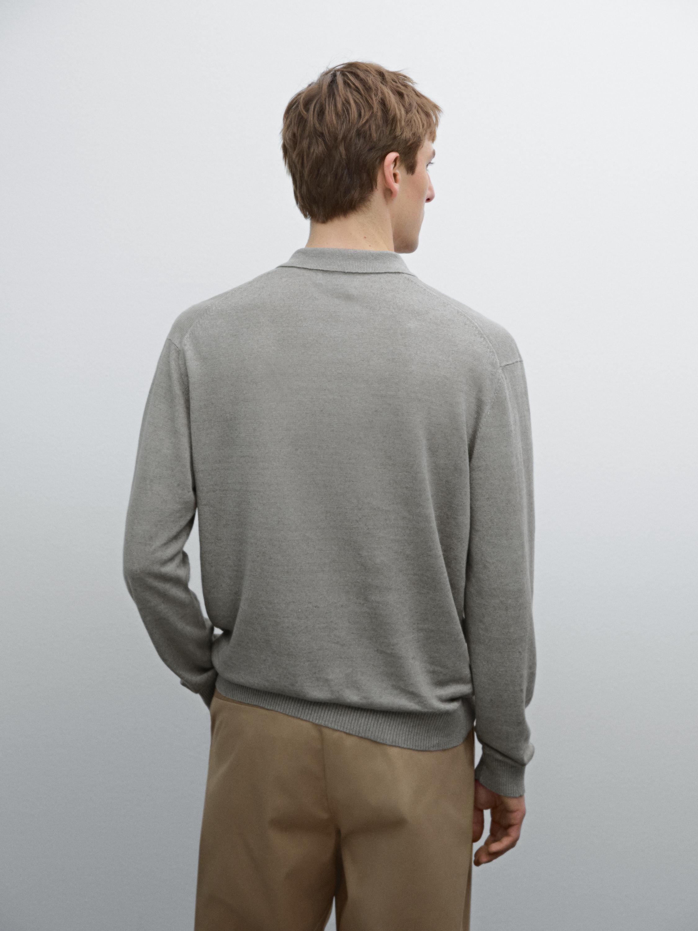 100% linen knit polo sweater