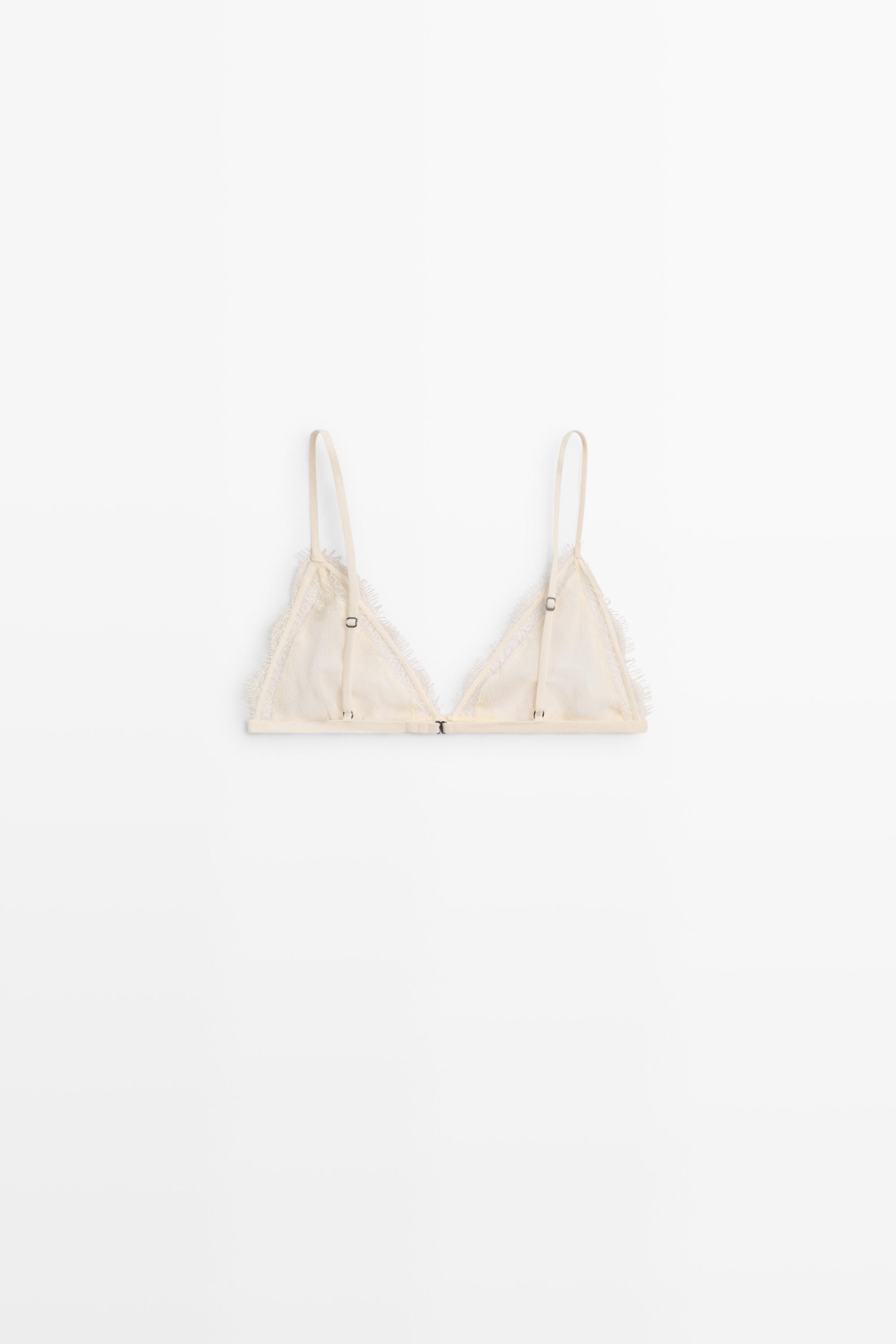 Bralette with lace detail — CREAM