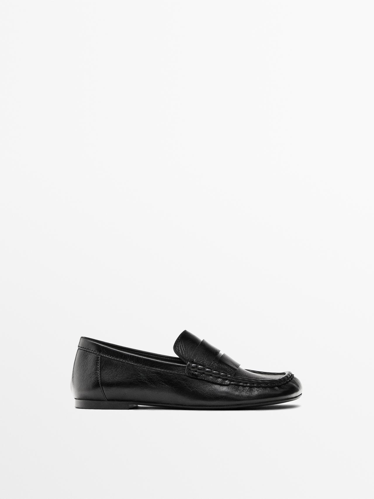 Massimo Dutti - Dame - Loafers I Skind Med Pynterem - Sort - 42