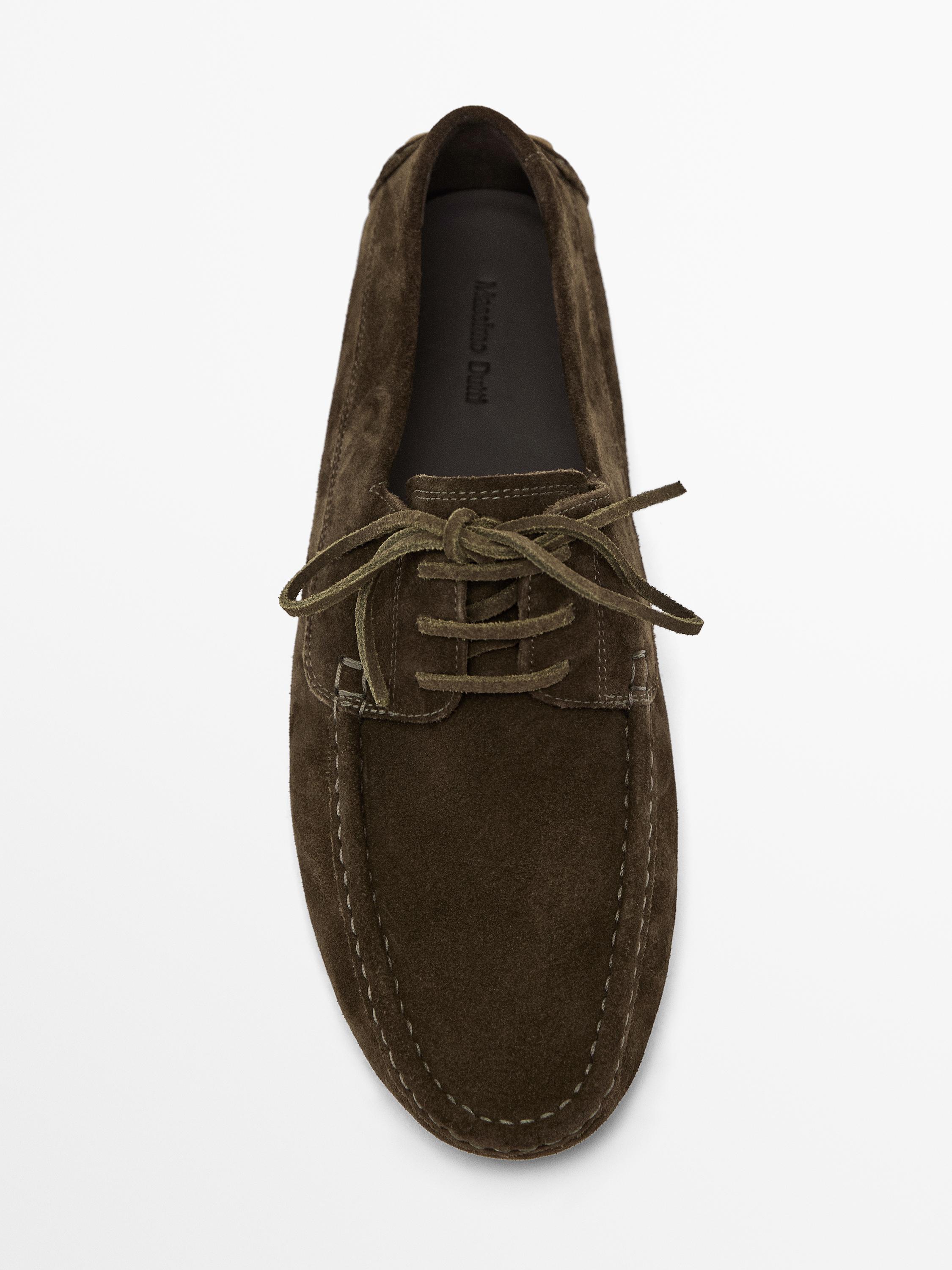 Split suede deck shoes