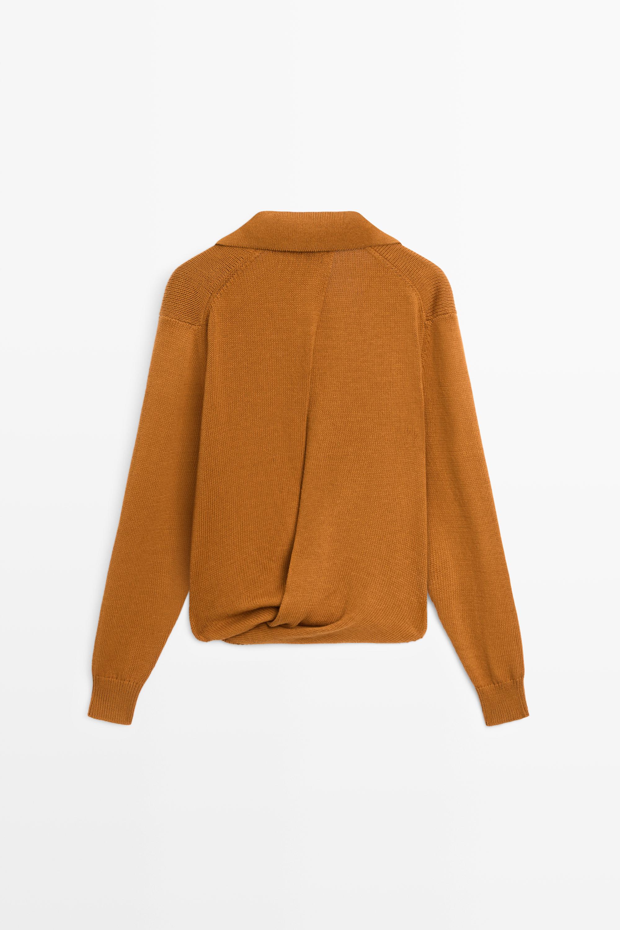 100% Cotton V-Neck Knit Sweater - STUDIO — Washed