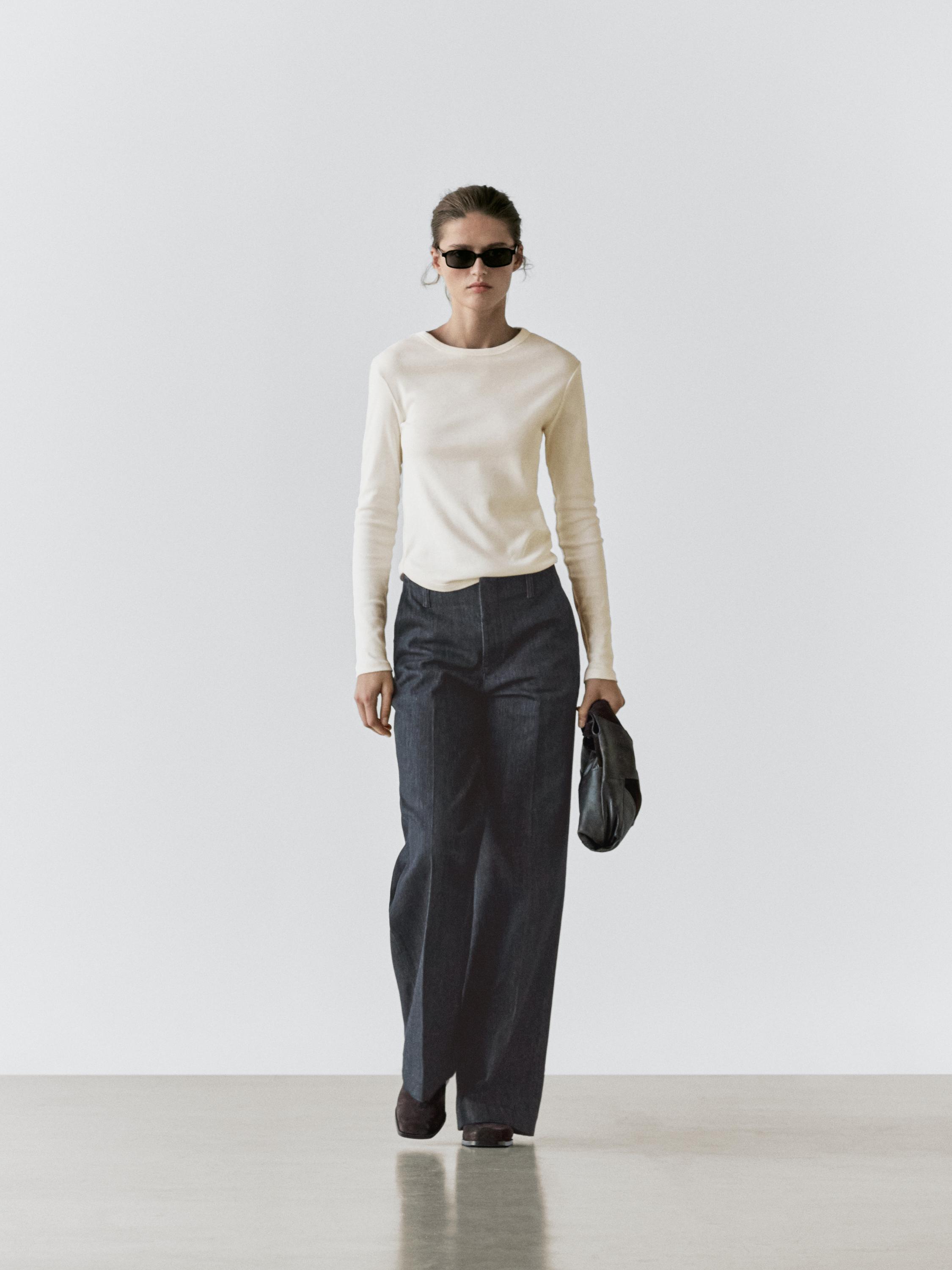 Mid-rise wide-leg jeans — DARK BLUE