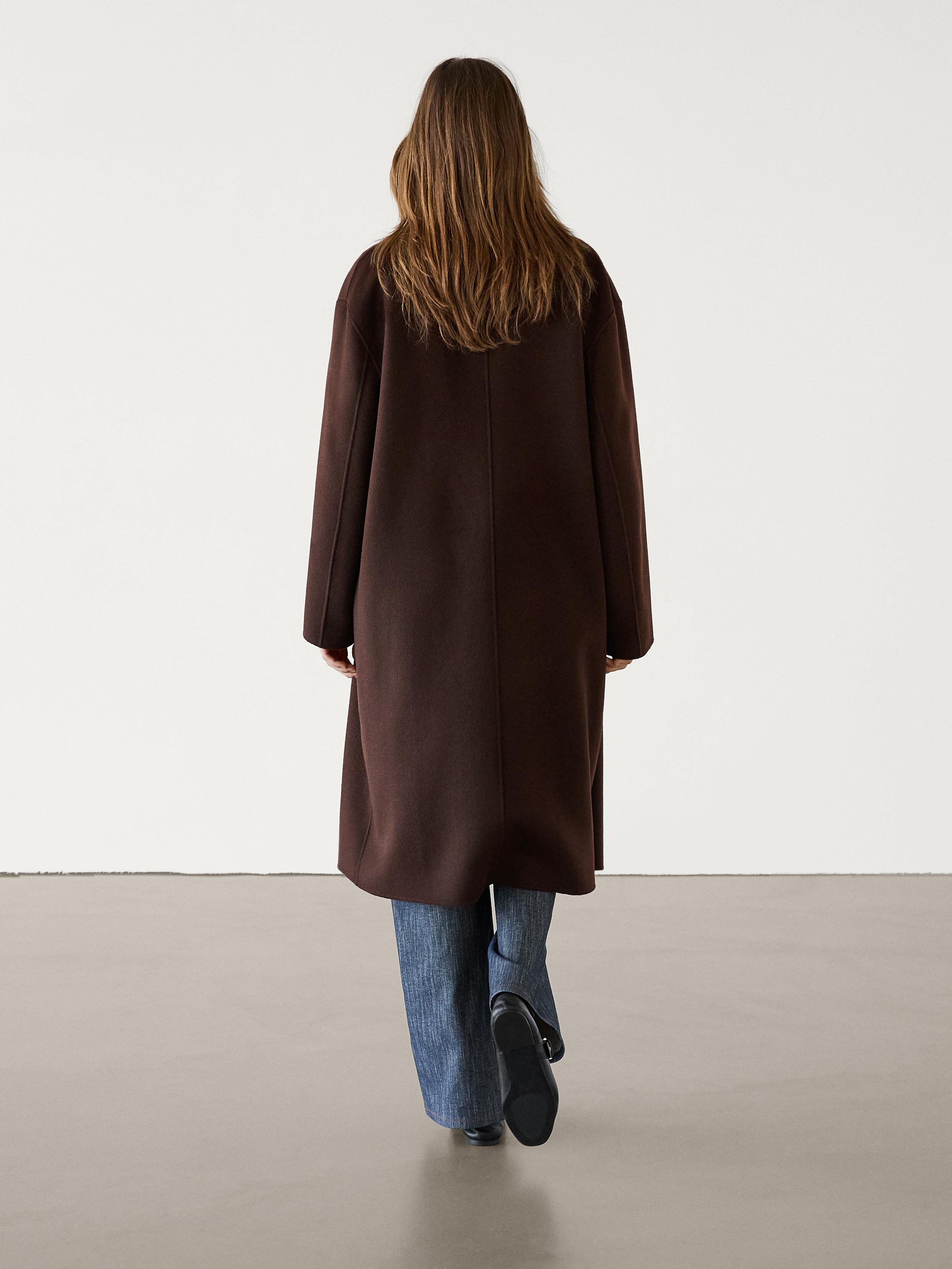 Long wool blend coat · Burgundy · Coats And Jackets | Massimo Dutti