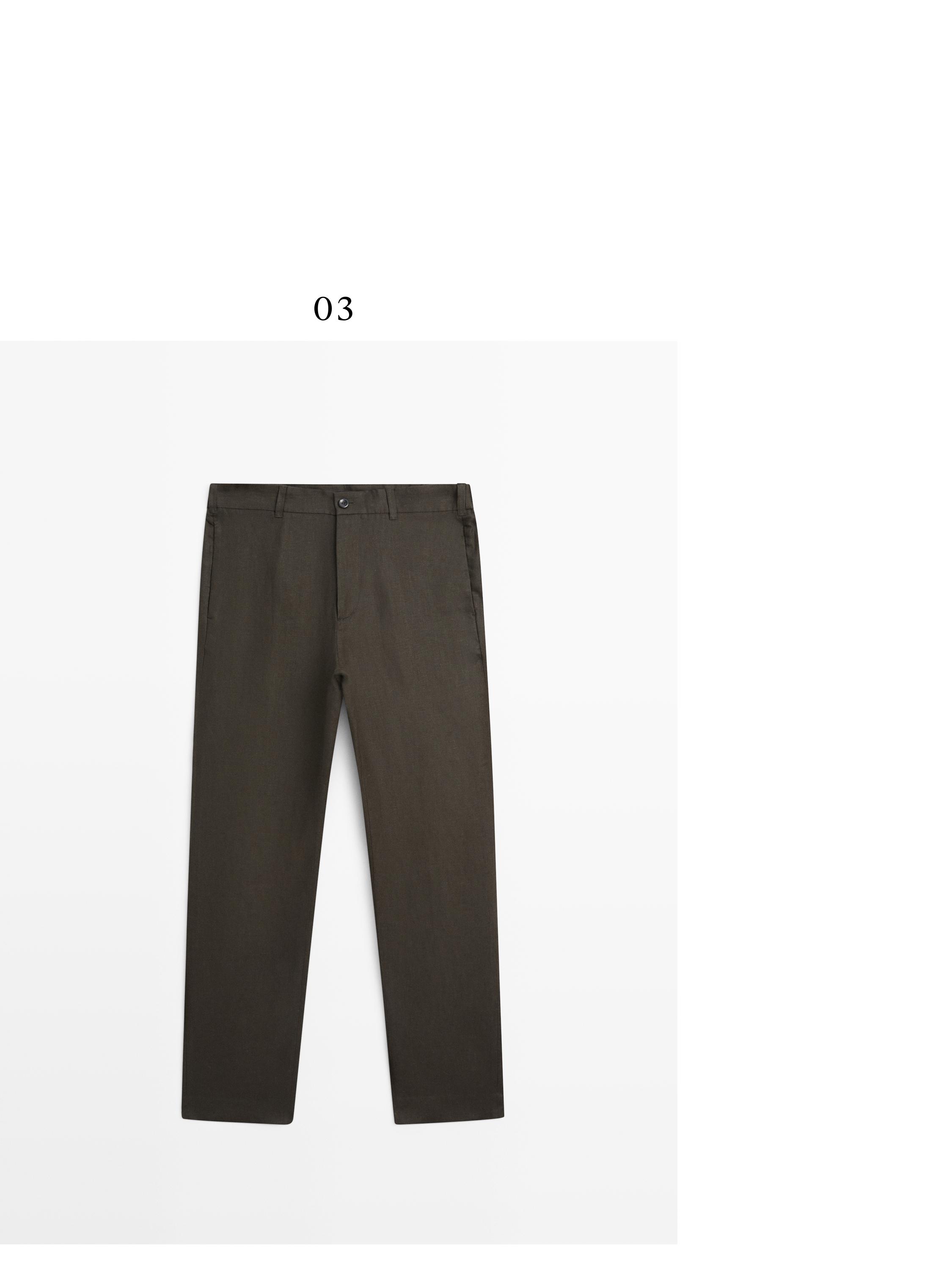 Tapered fit linen pants — GREEN