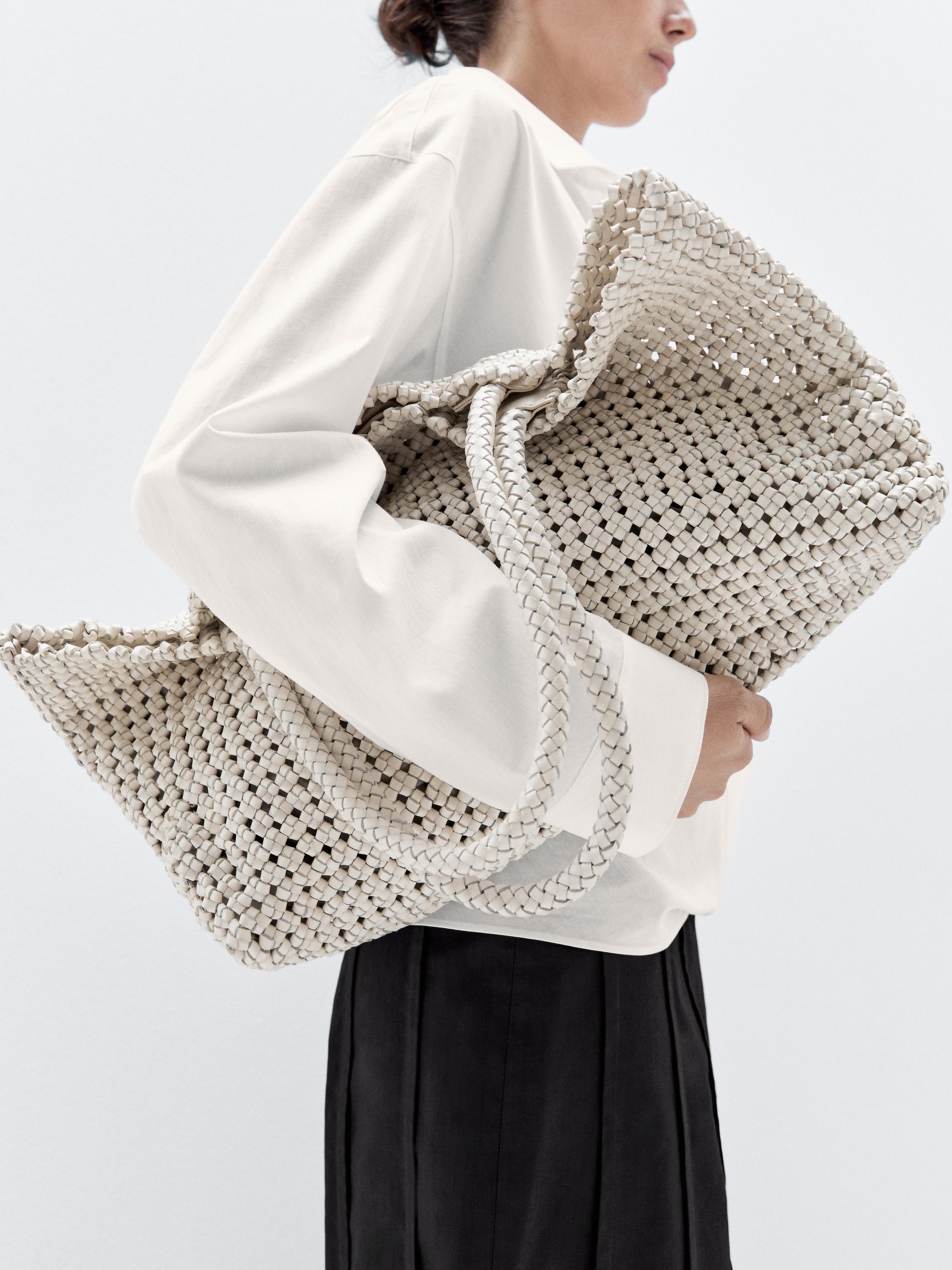 Braided nappa leather shopper bag