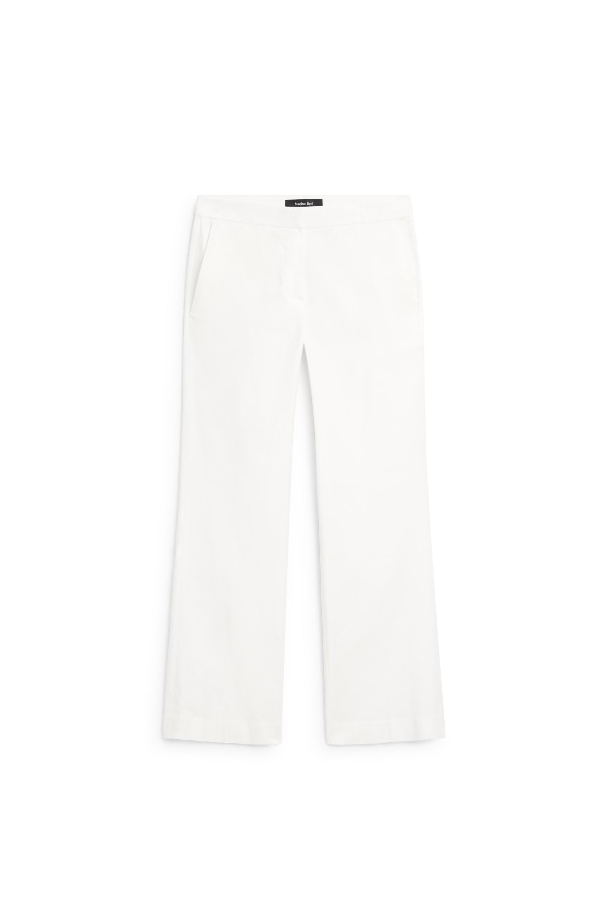 Linen kick flare fit pants — WHITE