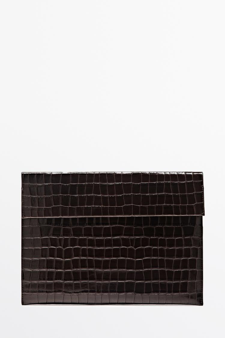 Textured laptop sleeve — BROWN