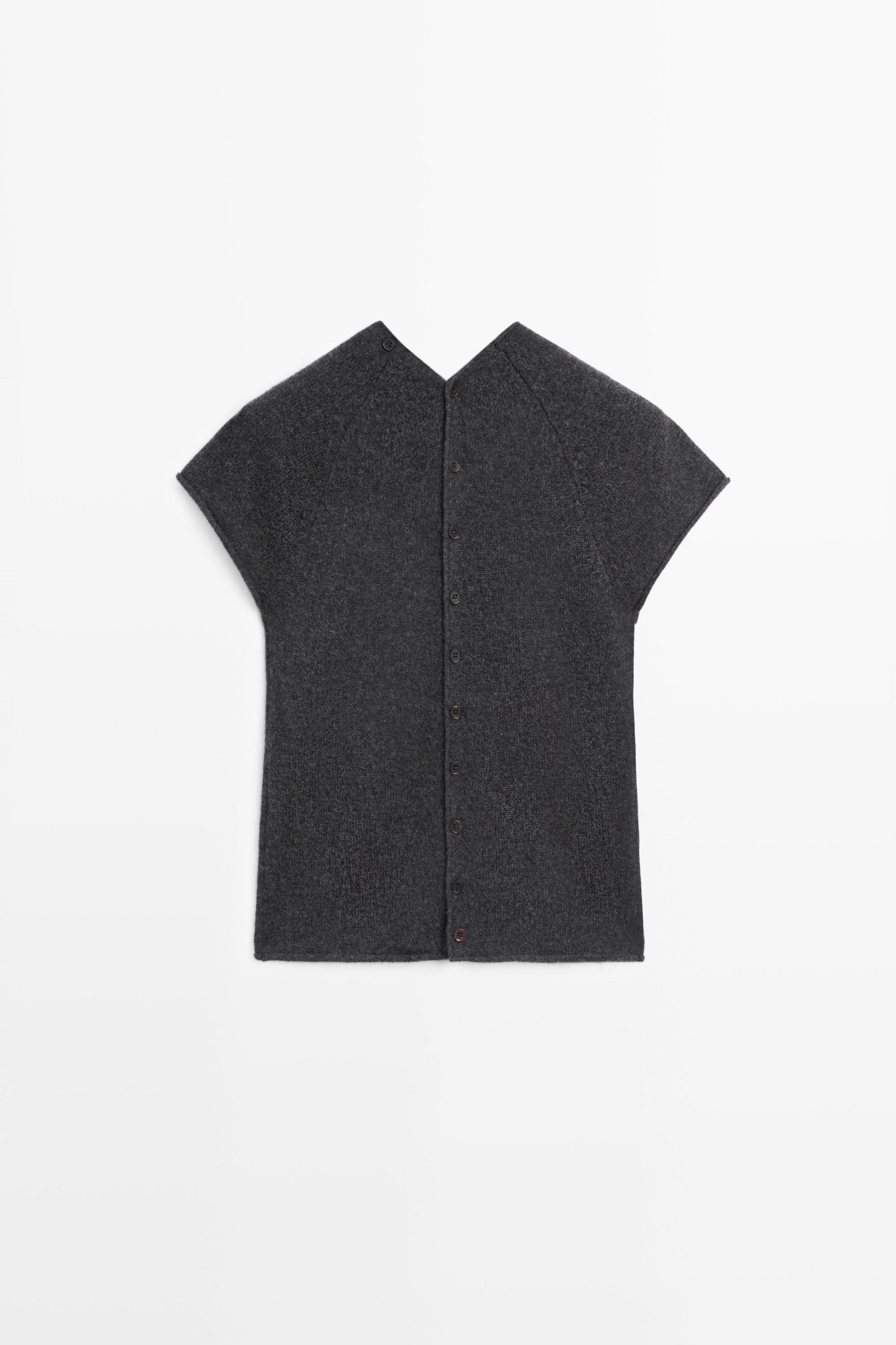 100% Cashmere button-front knit vest — ANTHRACITE GREY (alternate view)