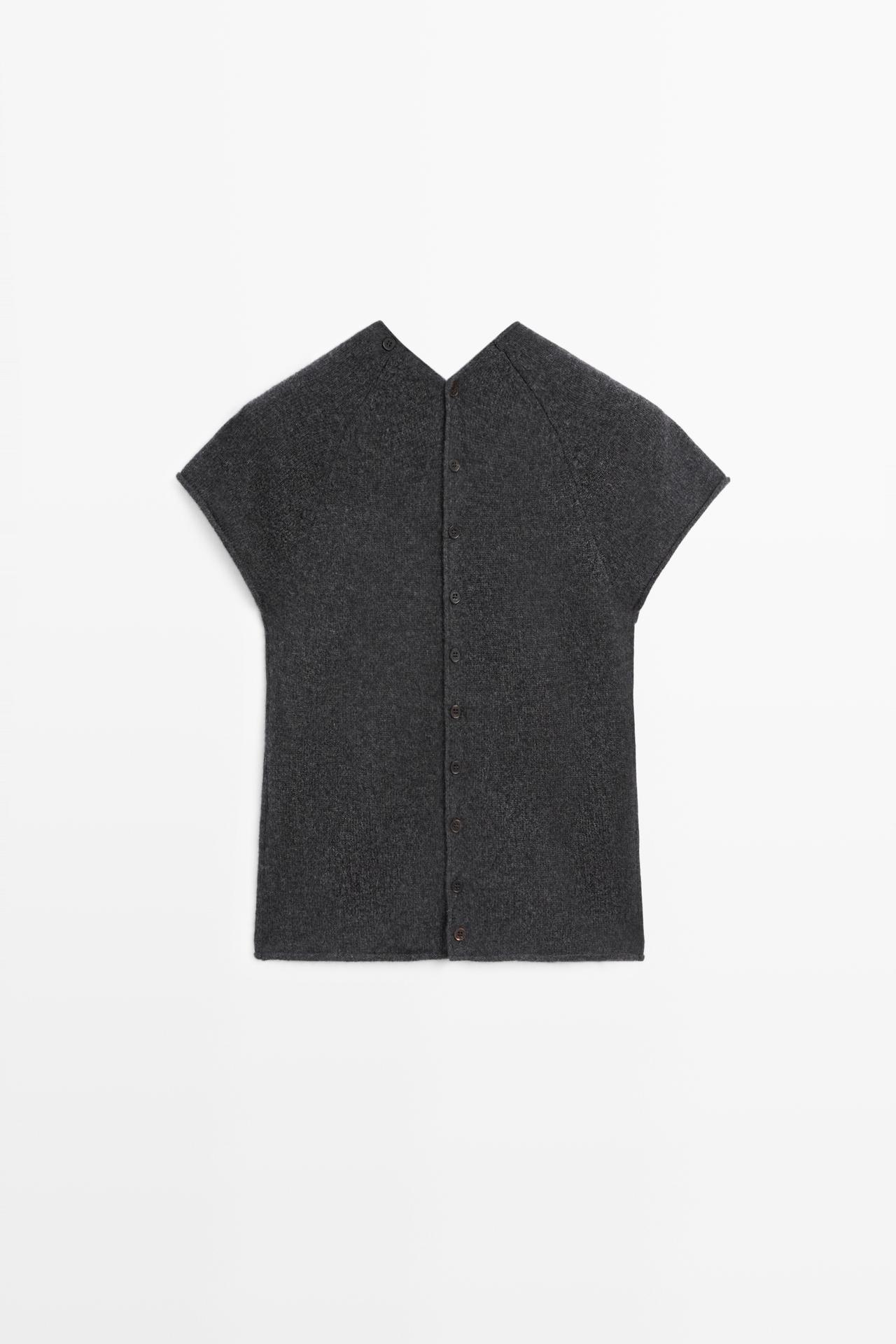 100% Cashmere button-front knit vest — ANTHRACITE GREY