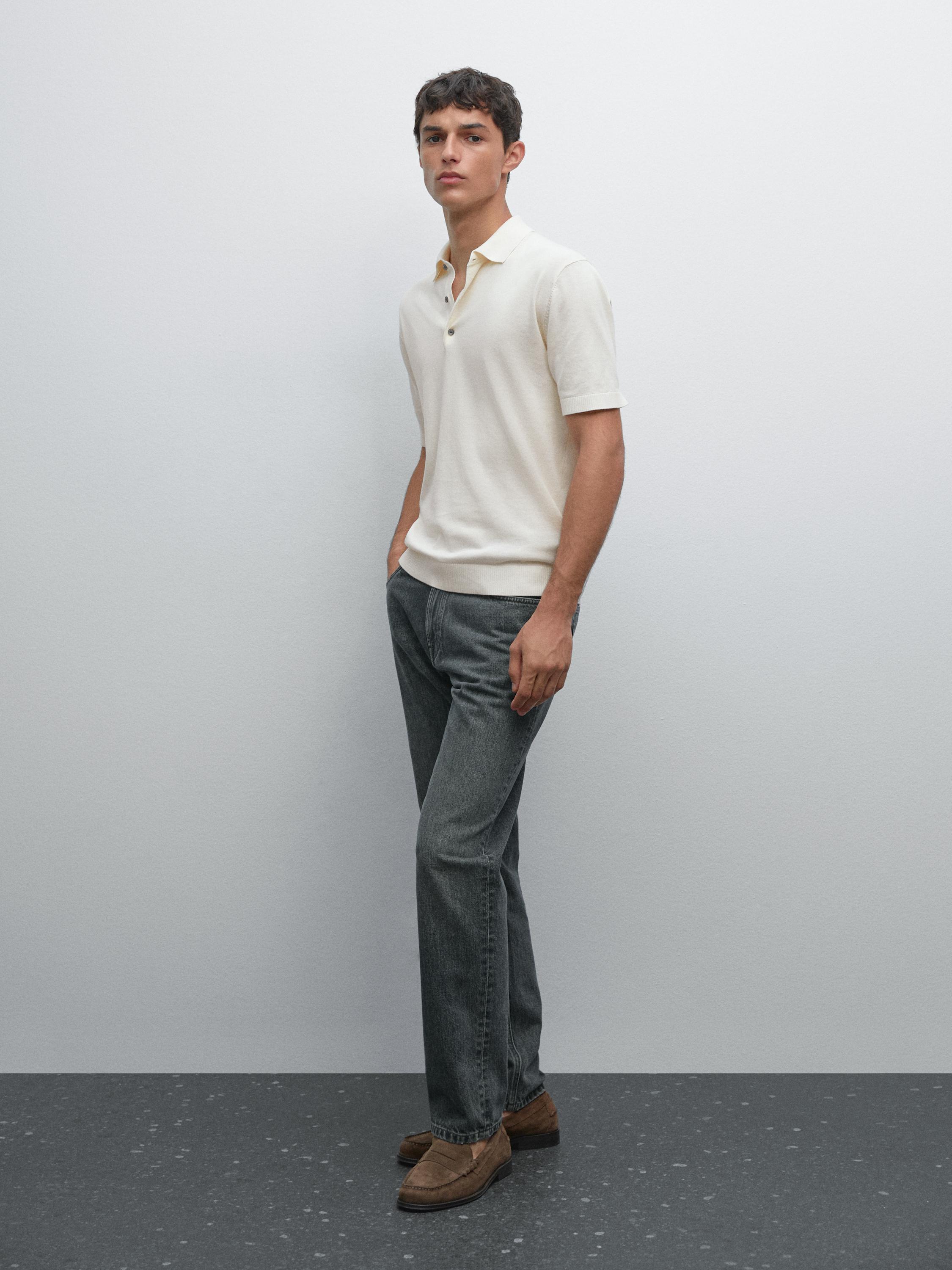 Short sleeve knit polo shirt
