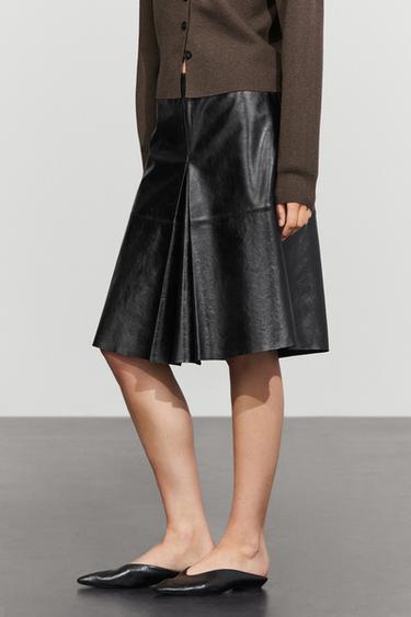Short nappa leather skirt — BLACK 3