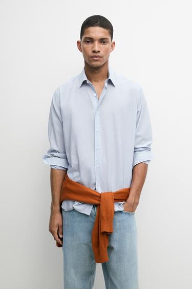 100% cotton regular fit plaid shirt — BLUE 3