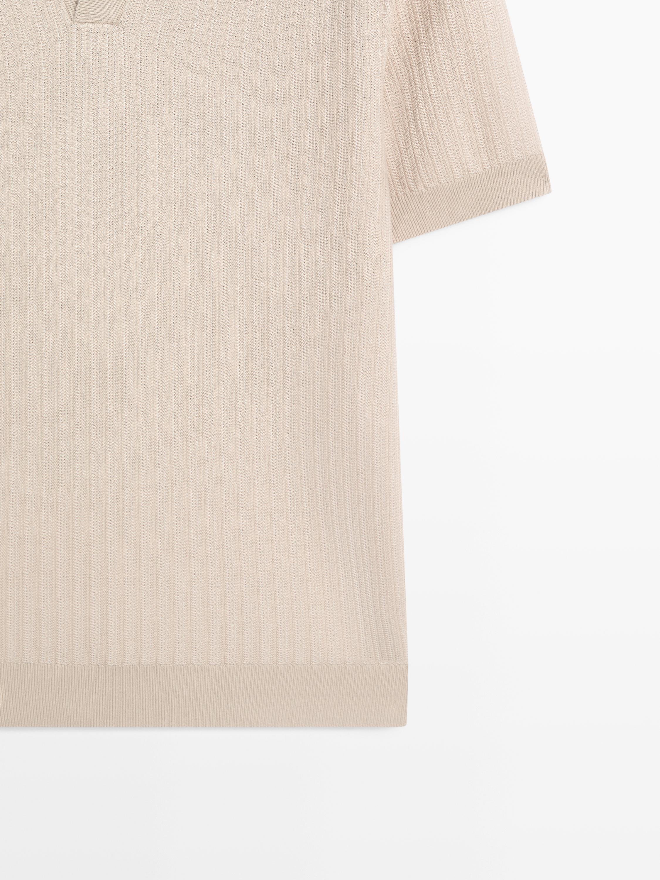Jacquard knit polo sweater — BEIGE