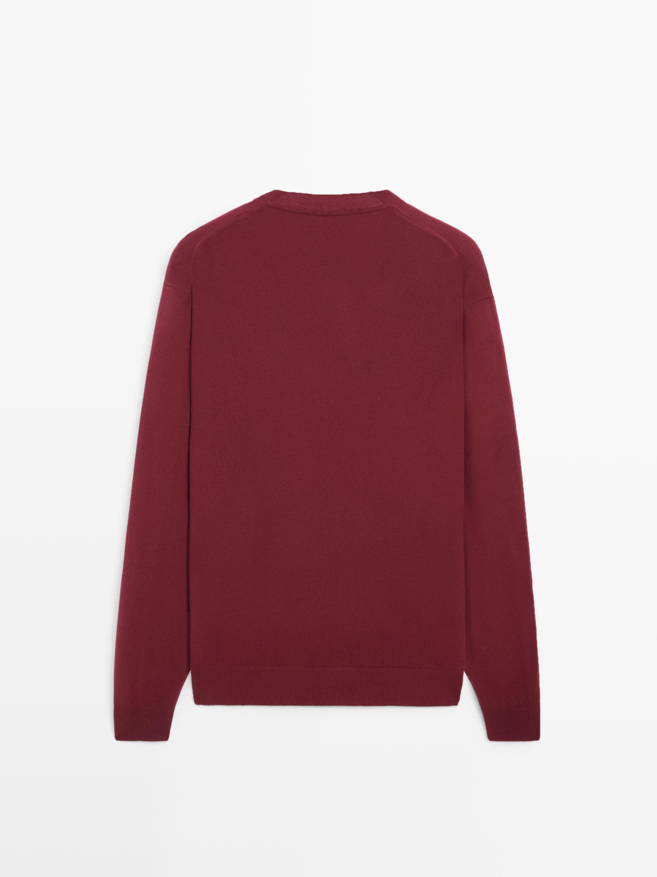 100% wool knit sweater — RED