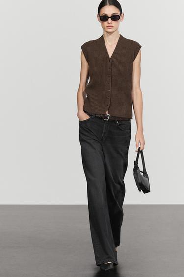 100% wool ribbed knit vest — BROWN MARL 8