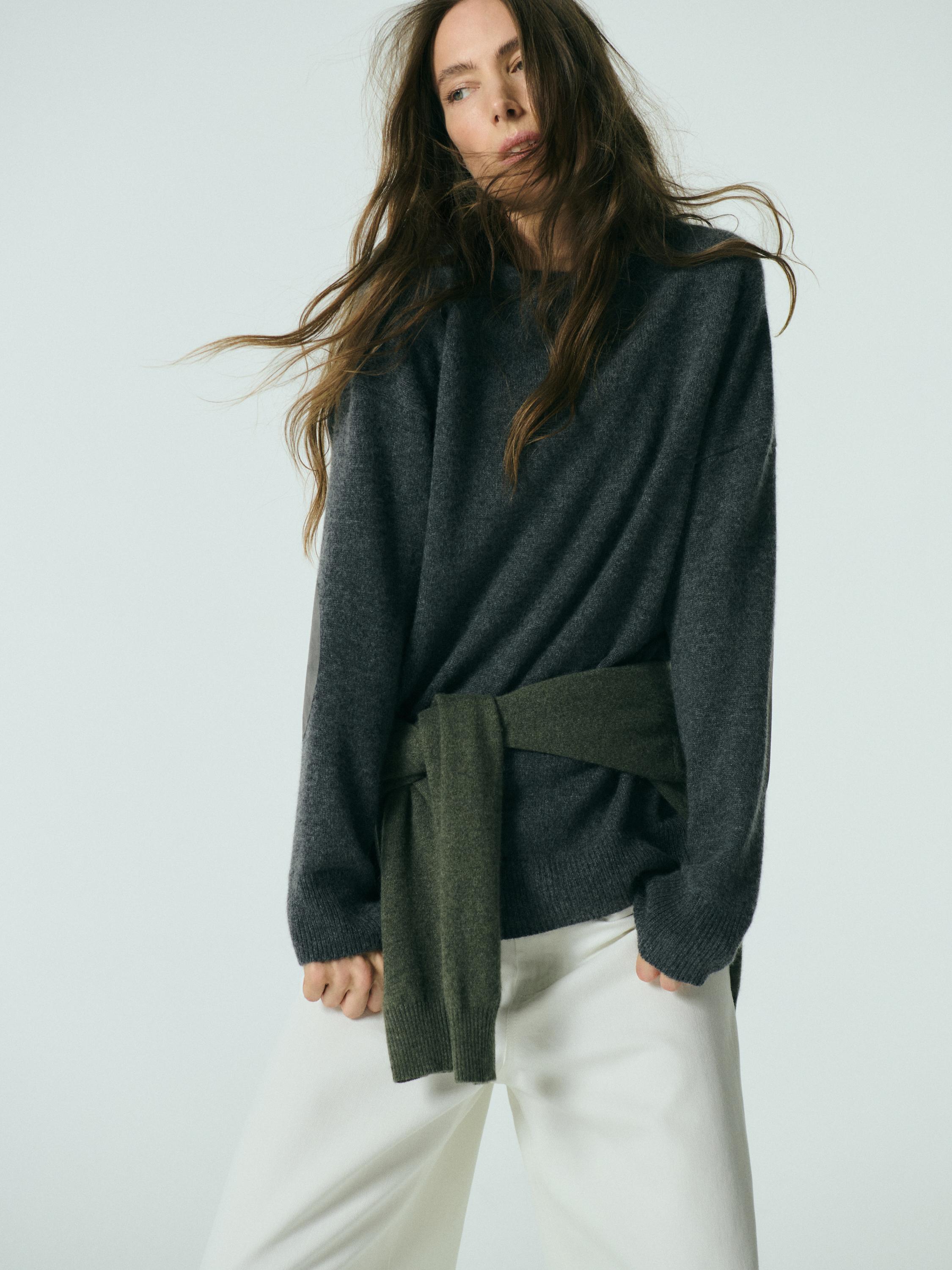 Küünarnukilappidega 100% kašmiirist kampsun, oversize fit