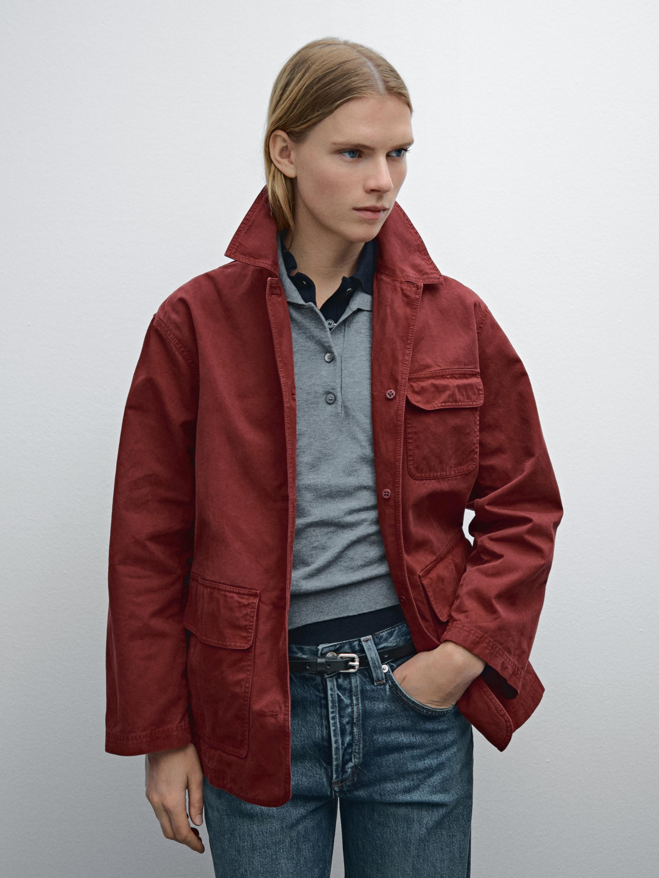 Russet cotton jacket with pocket details
