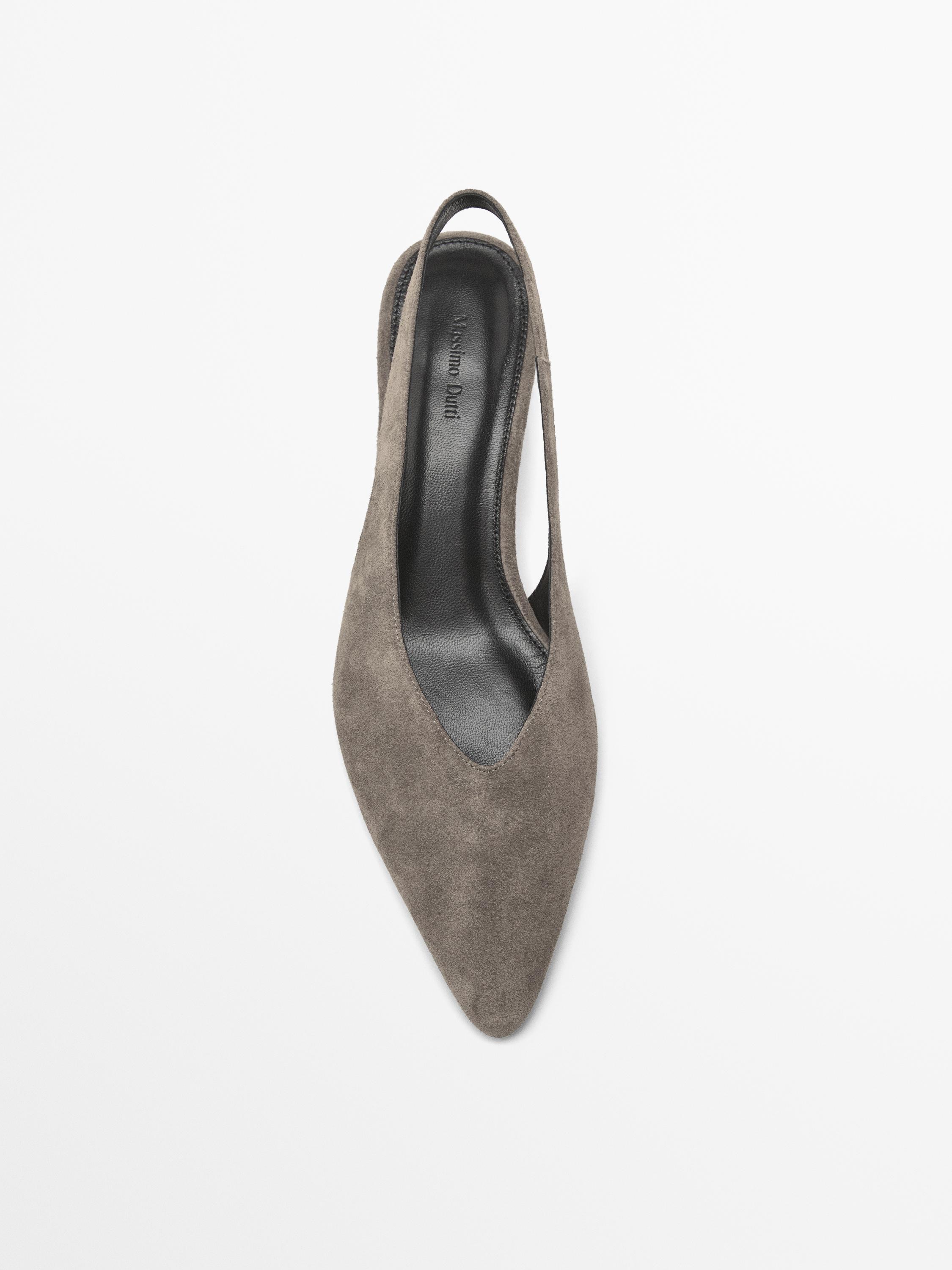 Split suede high-heel slingback shoes