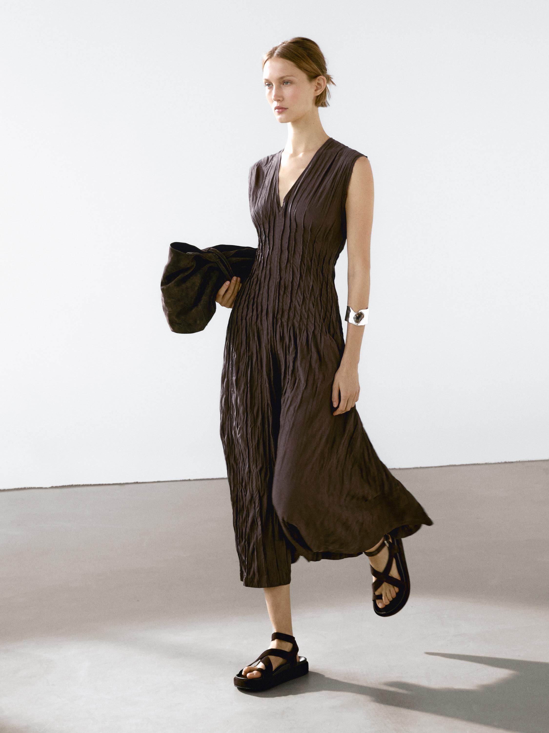 Flowing pleated midi dress