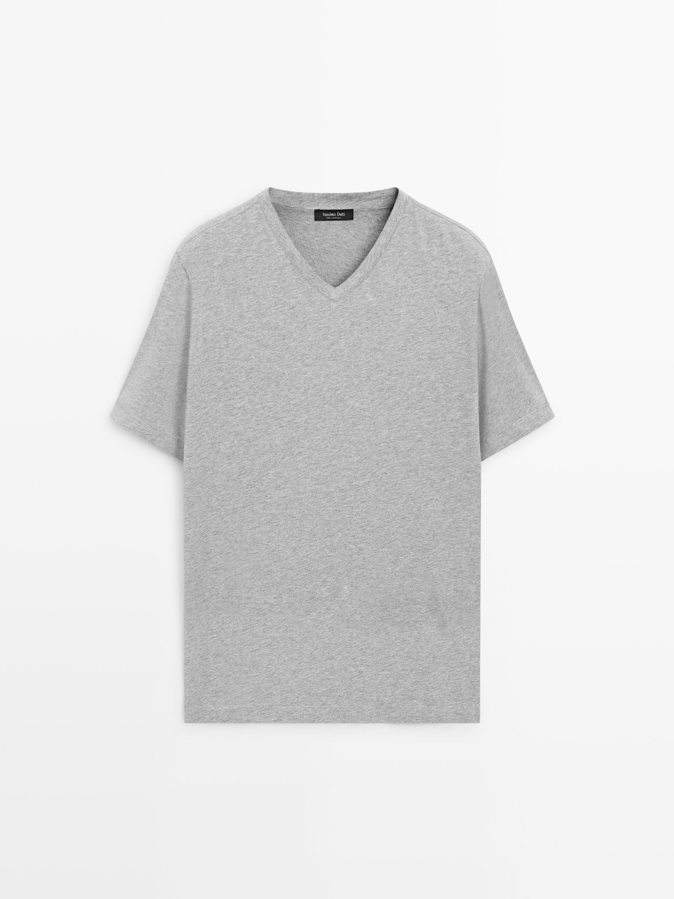 Bluzë me jakë V 100% pambuk