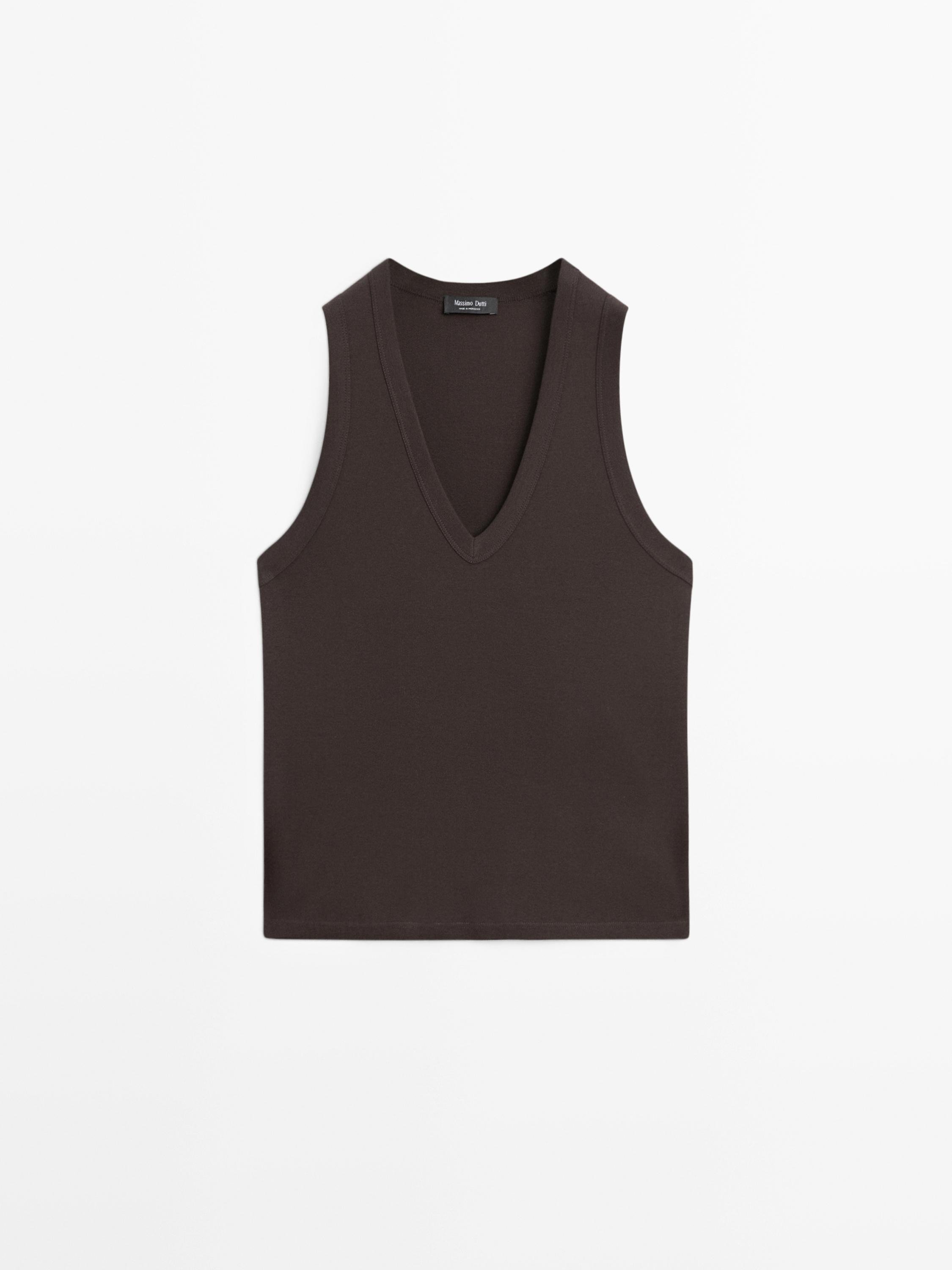 Kaus leher V katun 100%