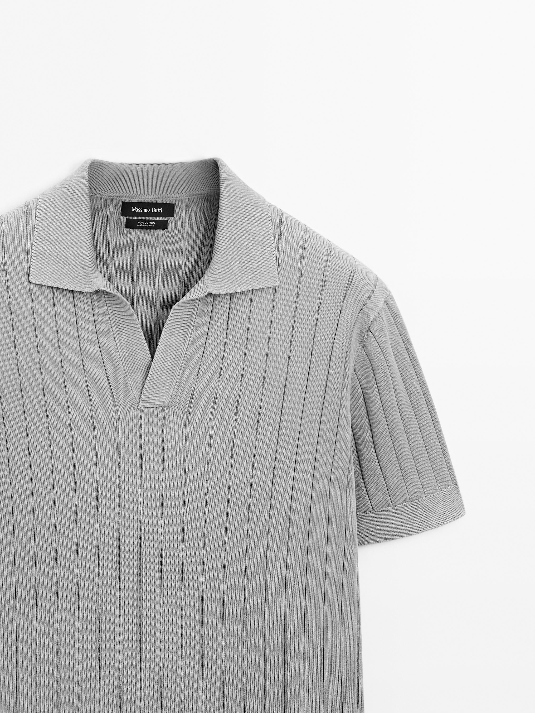 V-neck cotton polo sweater with trims