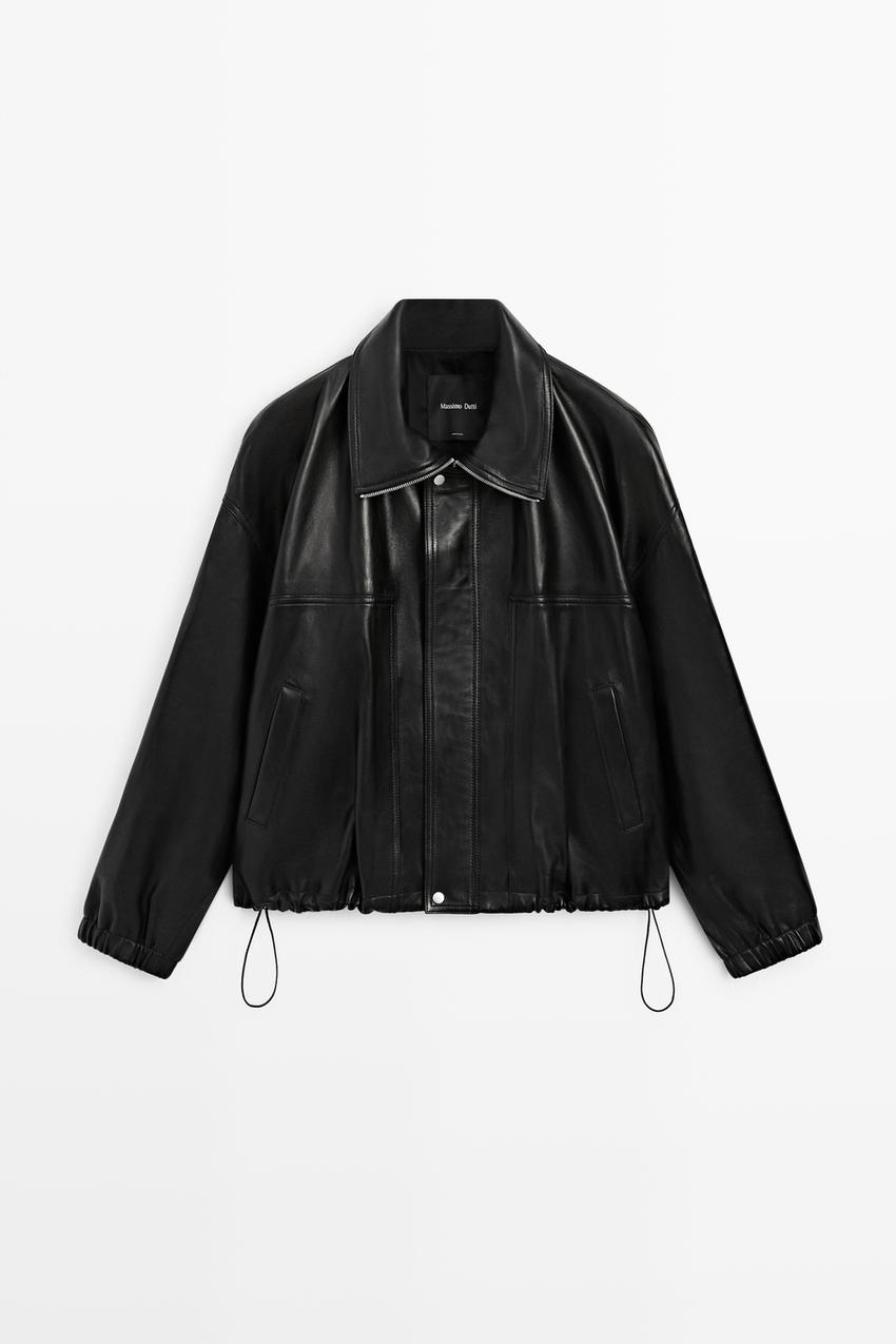 Women's Look 260817-144312 — Nappa leather bomber jacket · Black · Bomberâ Jacket | Massimo Dutti