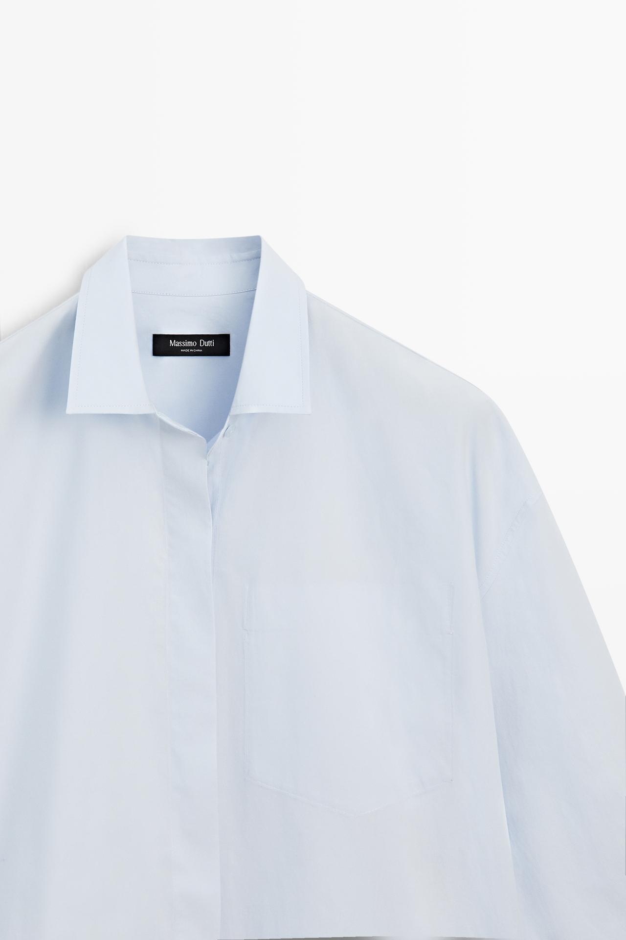 100% cotton shirt with pocket detail — SKY BLUE