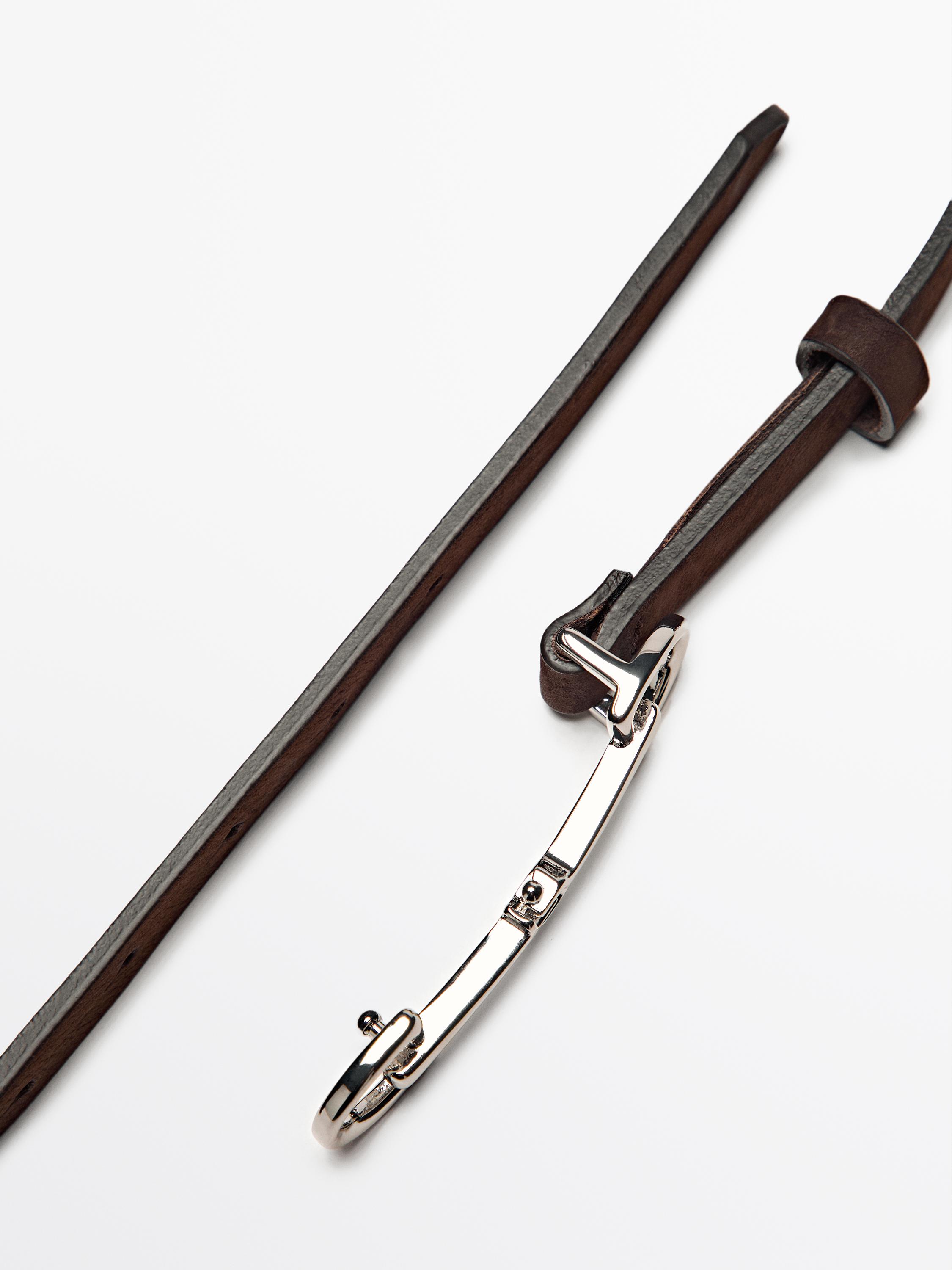 Nubuck leather equestrian belt — BROWN
